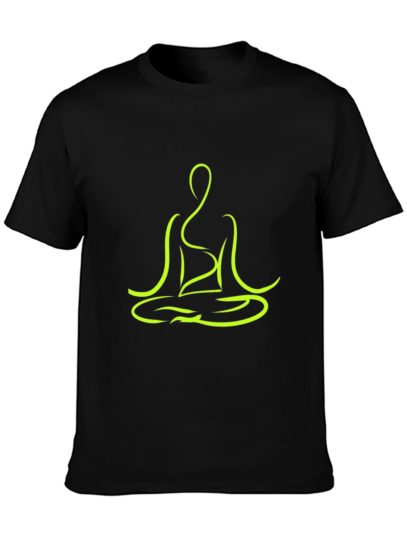 Black Yoga Pose Graphic Tee - Black Cotton T-Shirt view 3