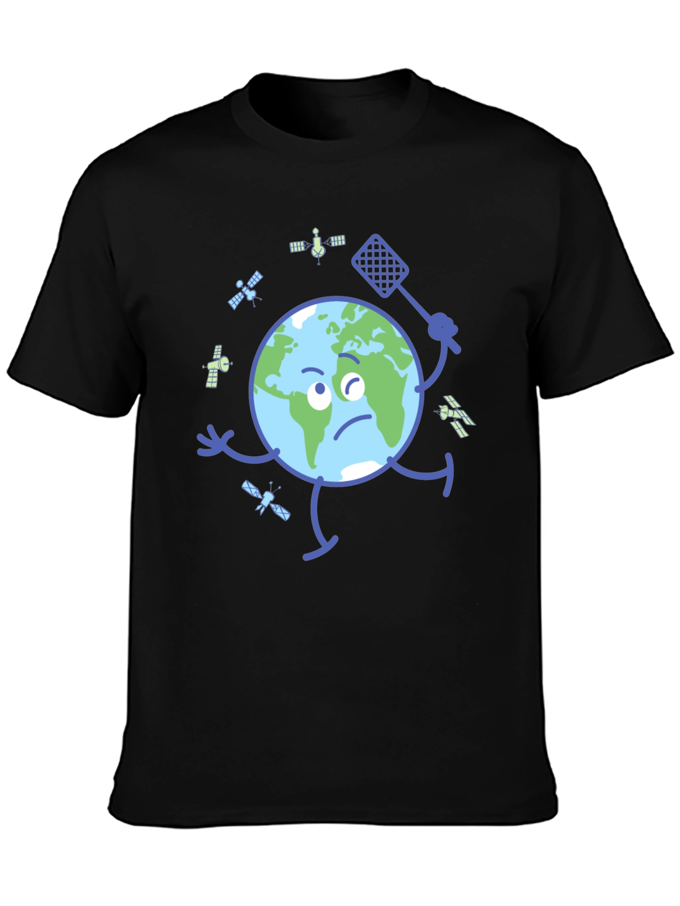 Black Earth vs Space Junk Graphic Tee - Black T-Shirt view 3