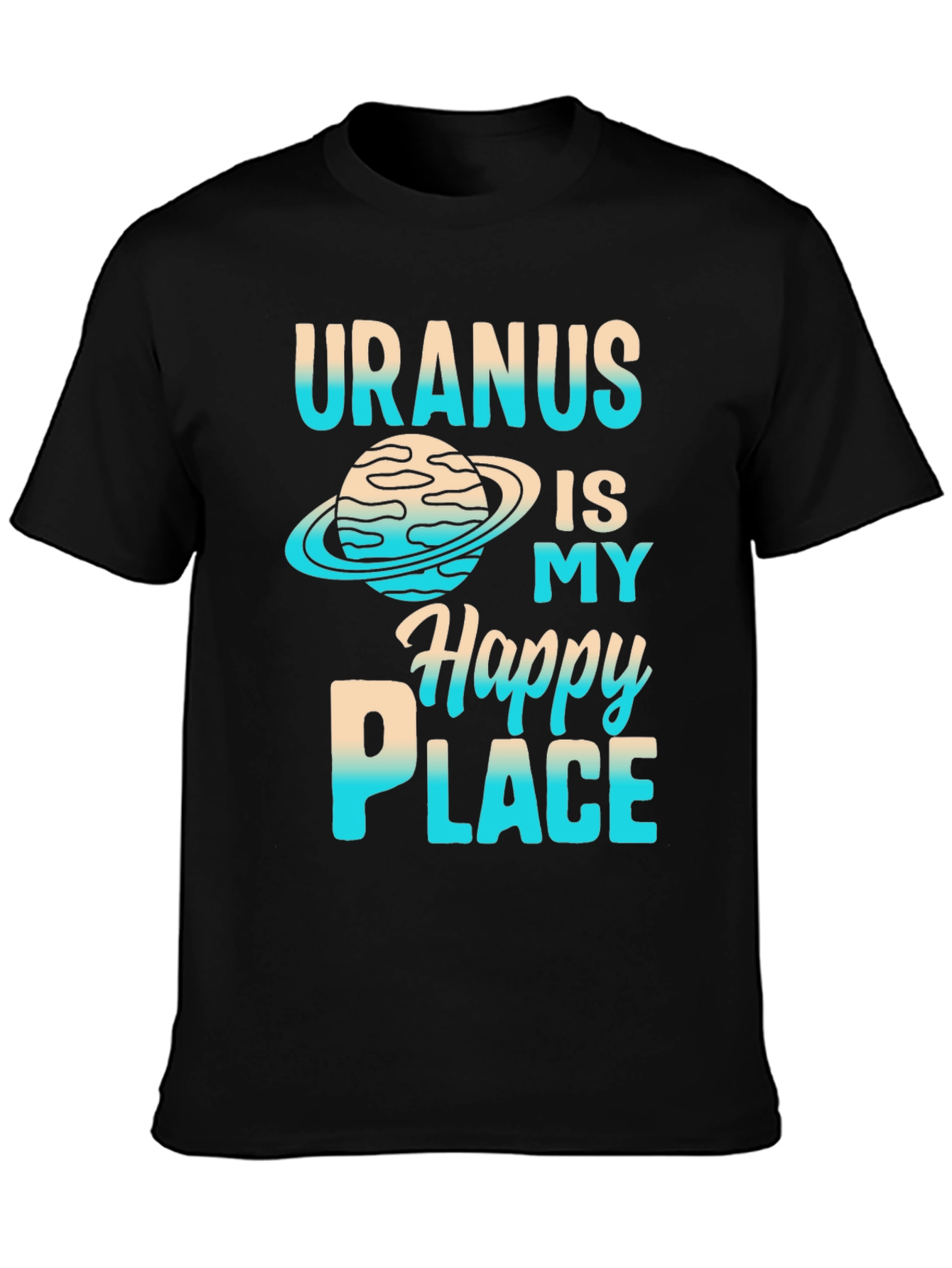 Black Uranus Happy Place Graphic T-Shirt view 3