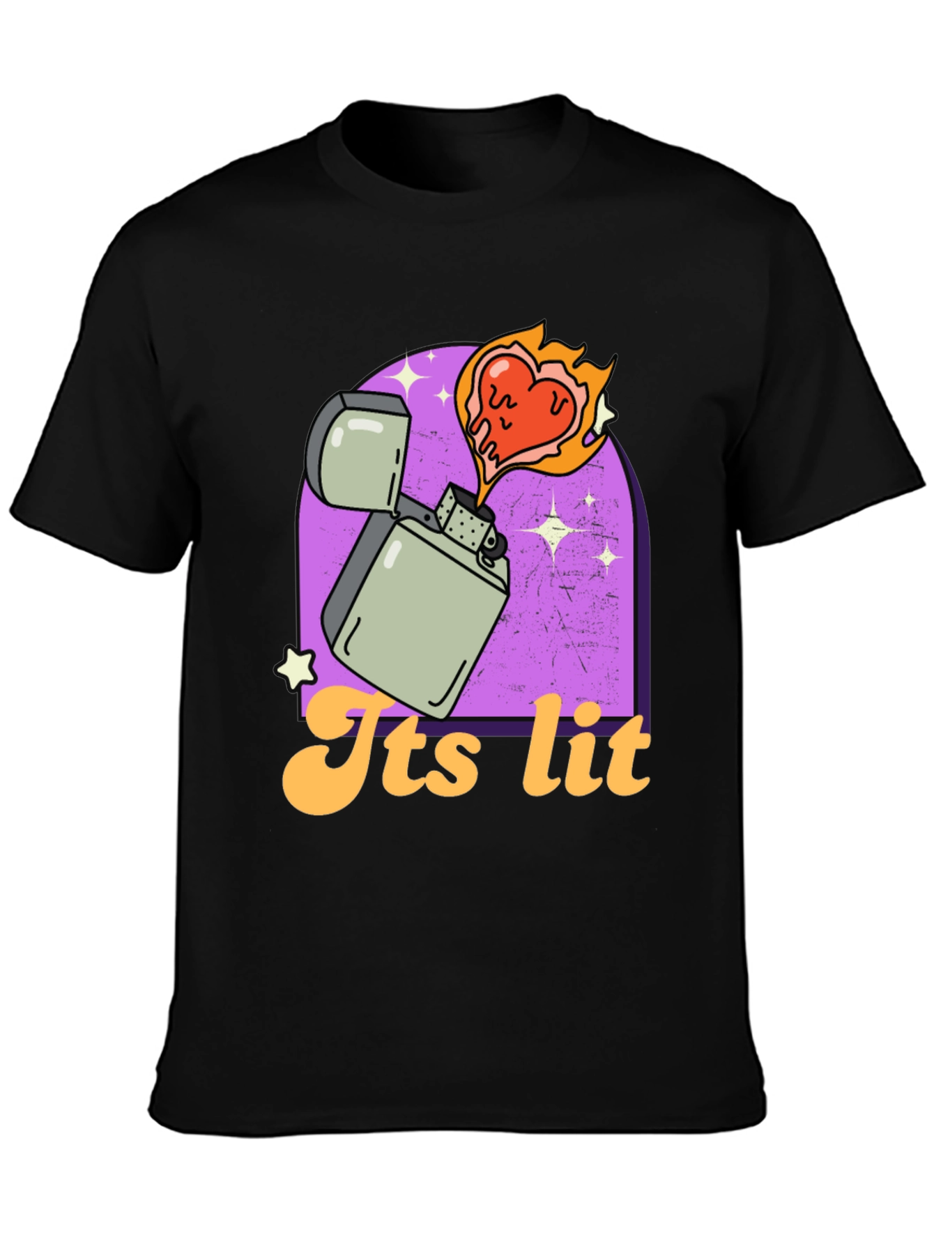 Black Its Lit T-Shirt - Novelty Graphic Tee view 3