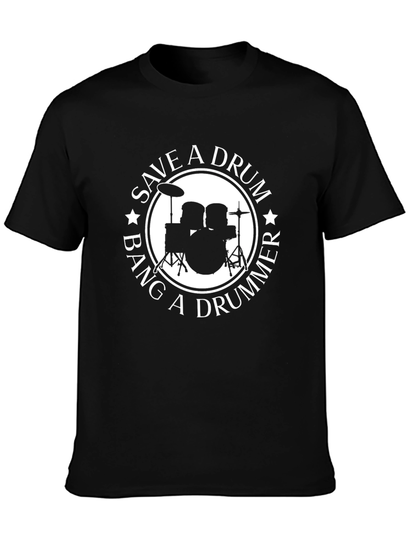 Black Save A Drum Bang A Drummer Black T-Shirt view 3