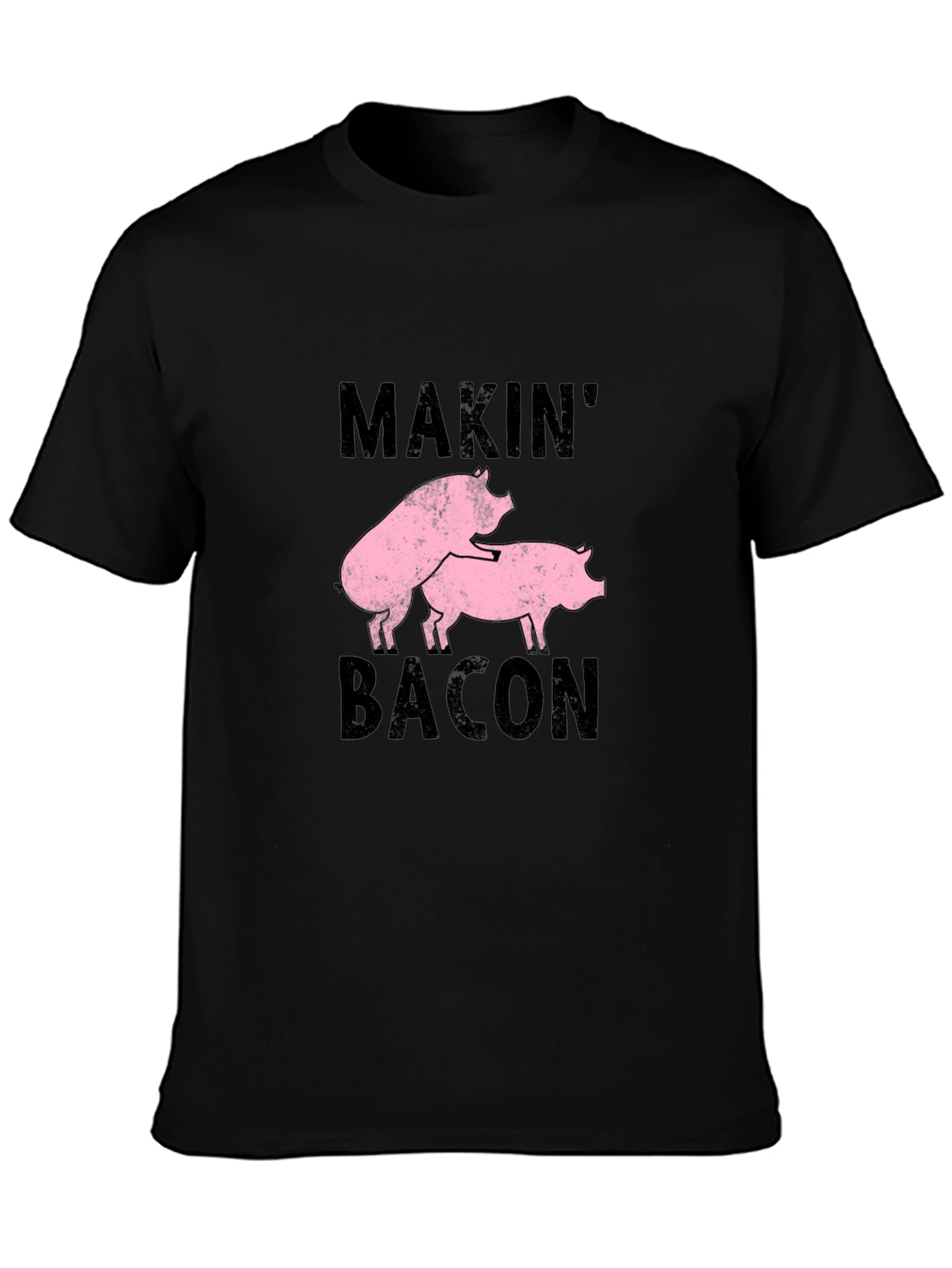 Black Makin' Bacon Graphic Tee - Black Cotton Casual T-Shirt view 3