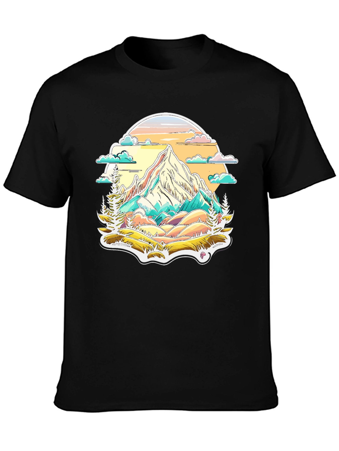 Black Mountain Scene Graphic Tee - Nature Lover's T-Shirt view 3