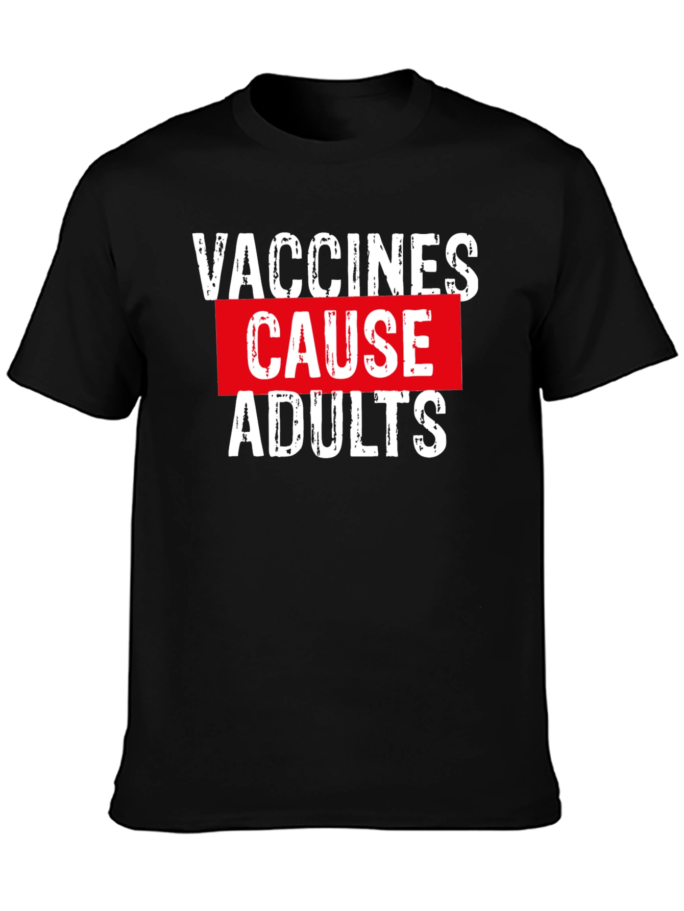 Black Vaccines Cause Adults Graphic Tee - Black view 3