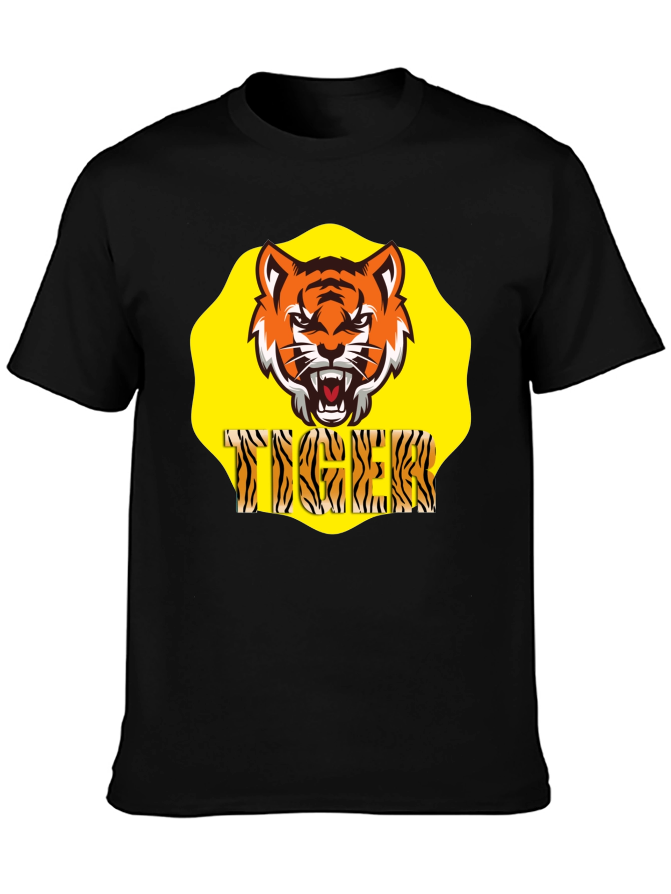 Black Tiger Graphic Black T-Shirt view 3