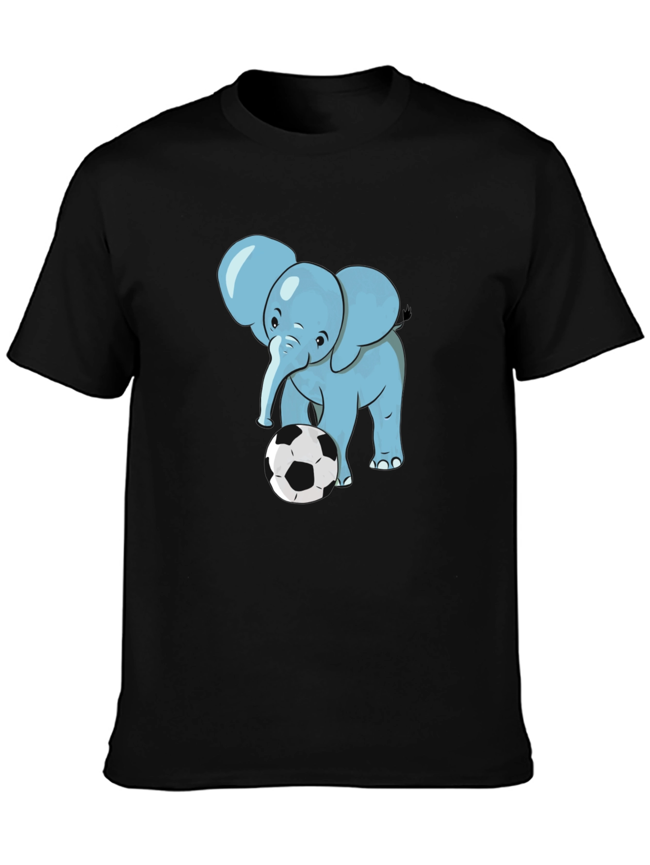 Black Elephant Soccer T-Shirt - Black Cotton Tee view 3