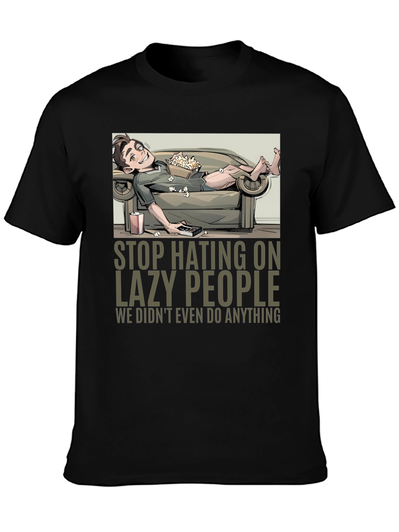 Black Stop Hating Lazy People Graphic Tee view 3