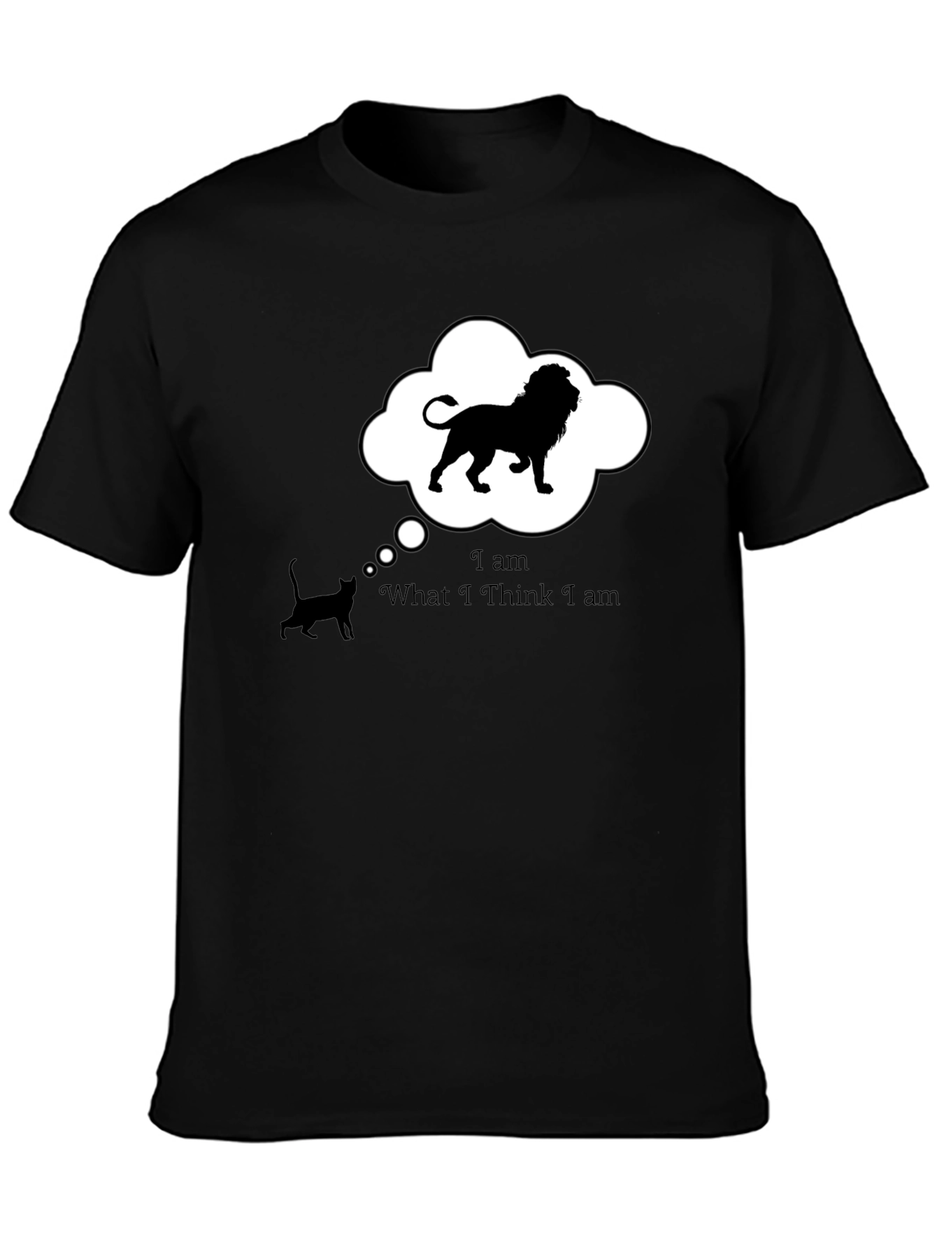 Black Funny 'Lion Inside' Black T-Shirt view 3