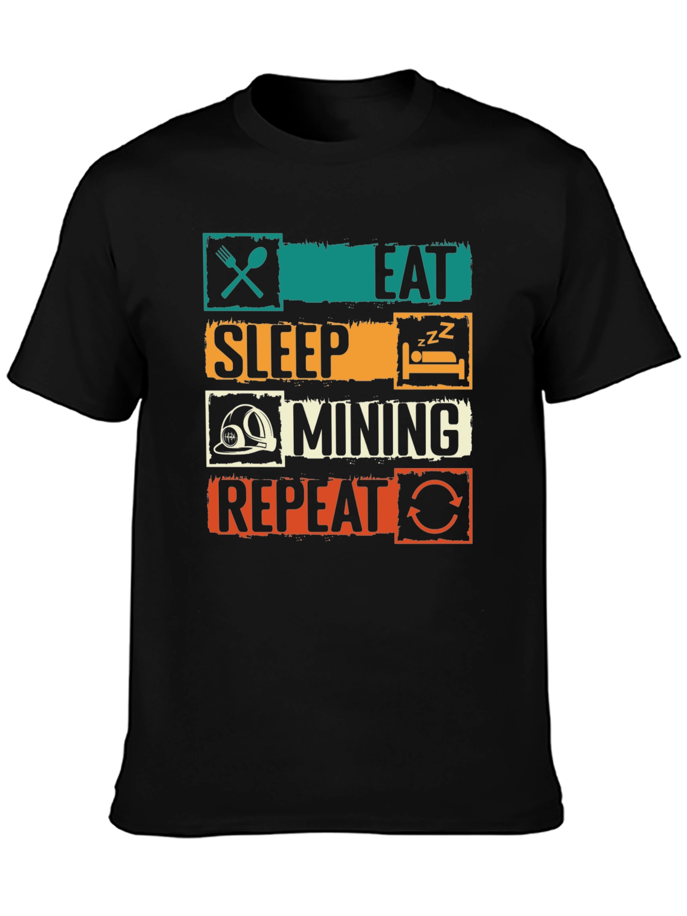 Black Eat Sleep Mining Repeat T-Shirt view 3