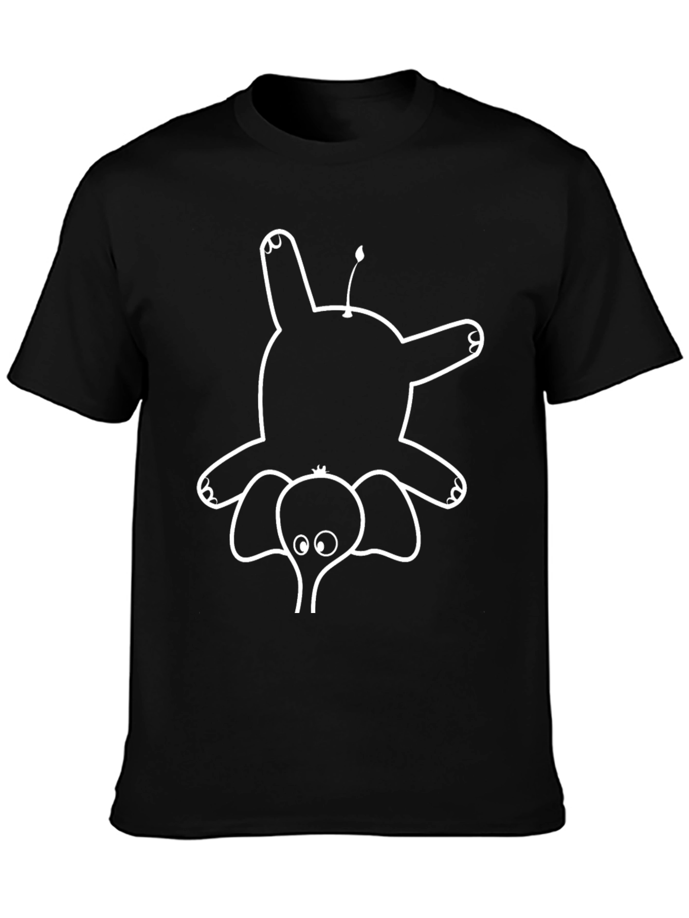 Black Upside Down Elephant Graphic Tee - Black view 3