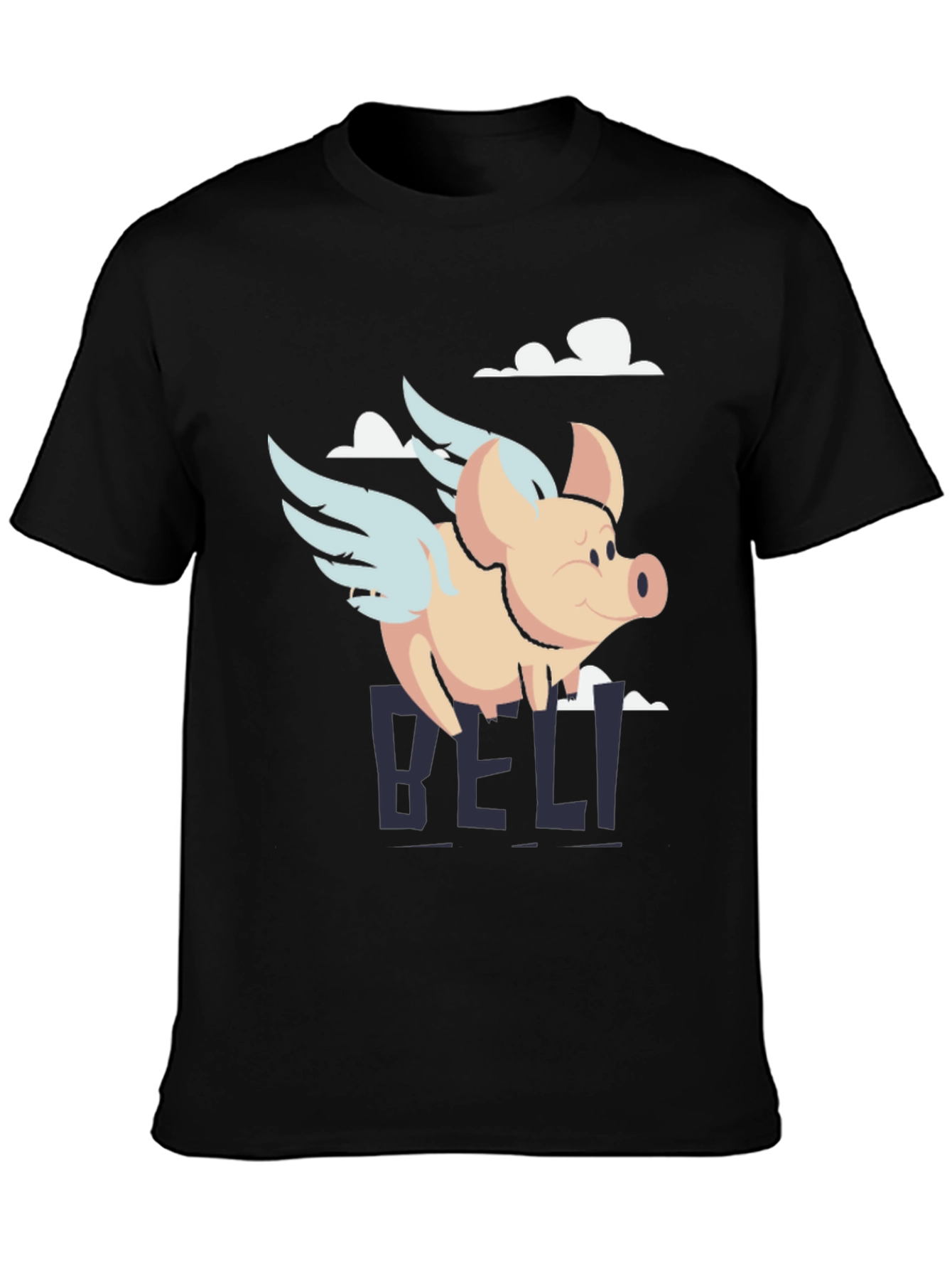 Black Flying Pig Graphic Tee - Men's Black T-Shirt view 3