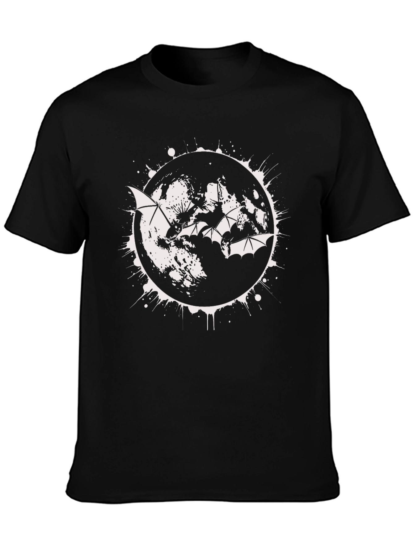 Black Bat Moon Men's Graphic Tee - Black view 3