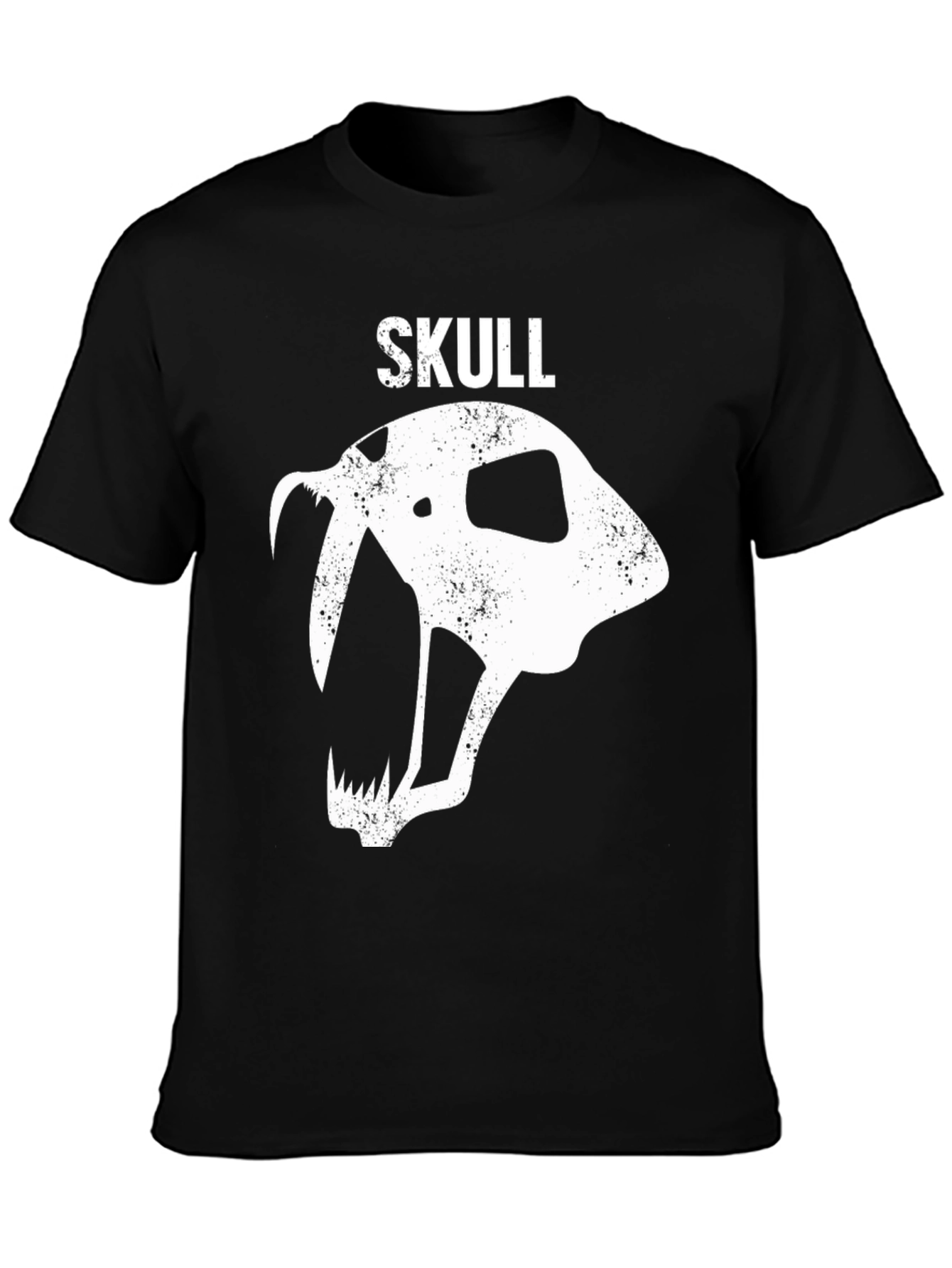 Black Skull Graphic Tee - Distressed Print view 3