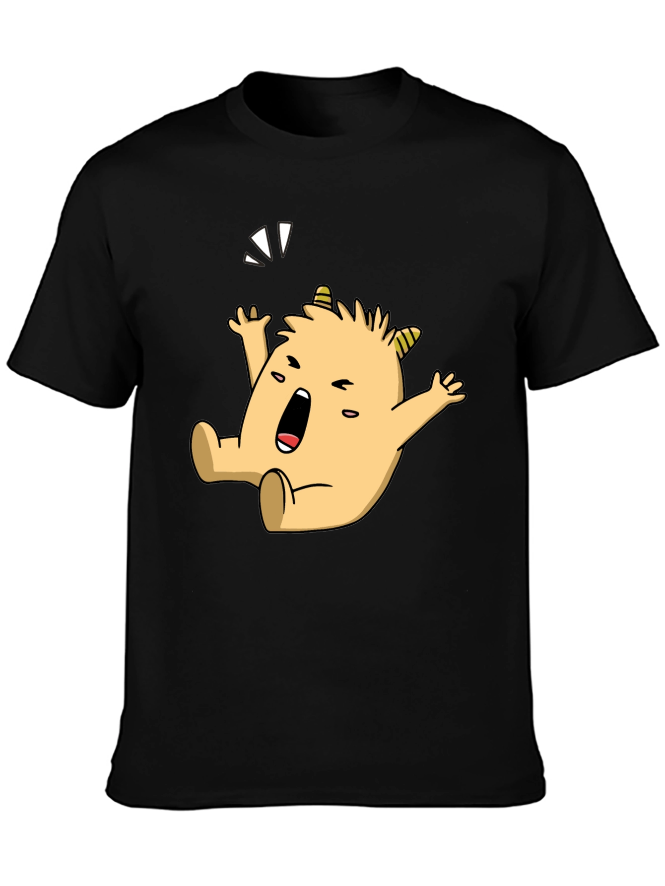 Black Monster Cartoon Graphic Black T-Shirt view 3
