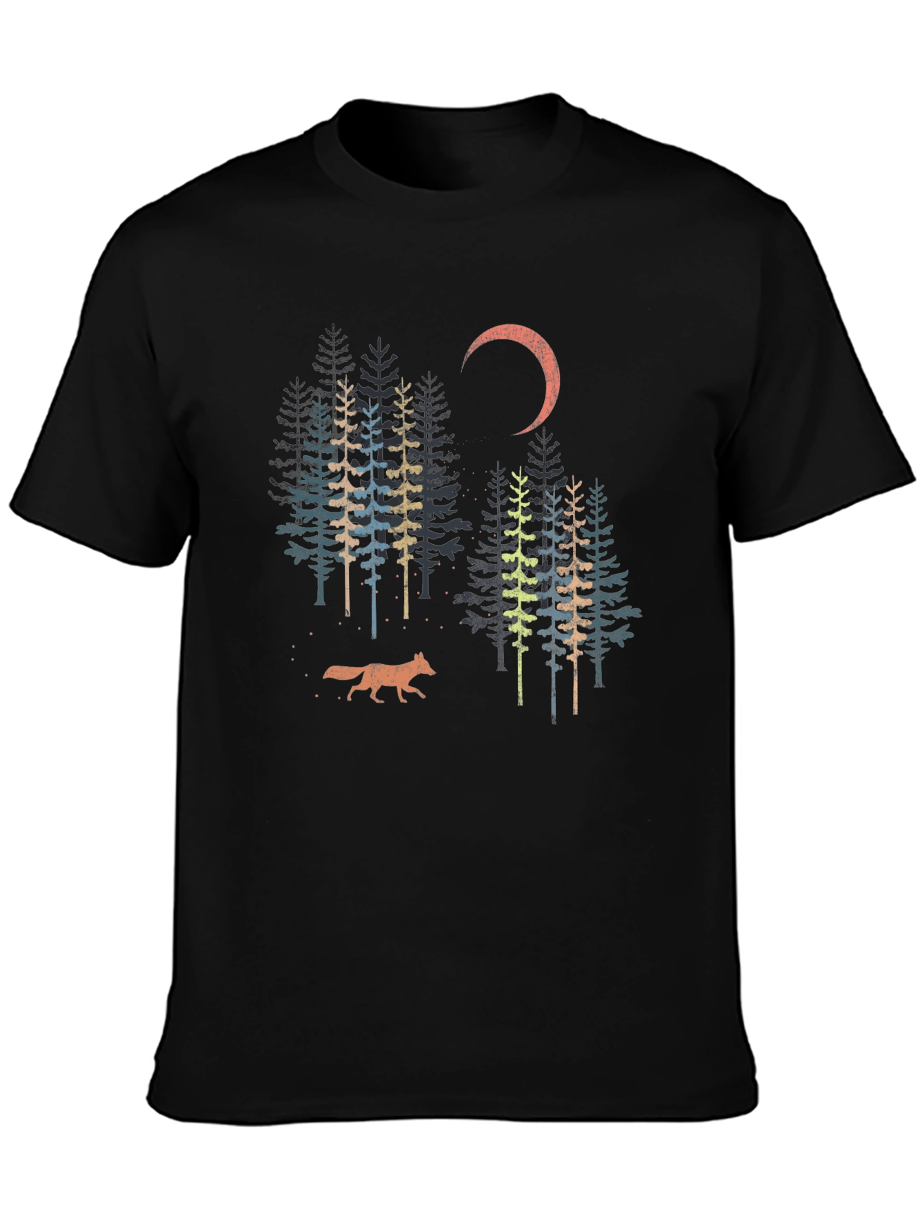Black Nature Scene Graphic Tee - Black Cotton Blend view 3