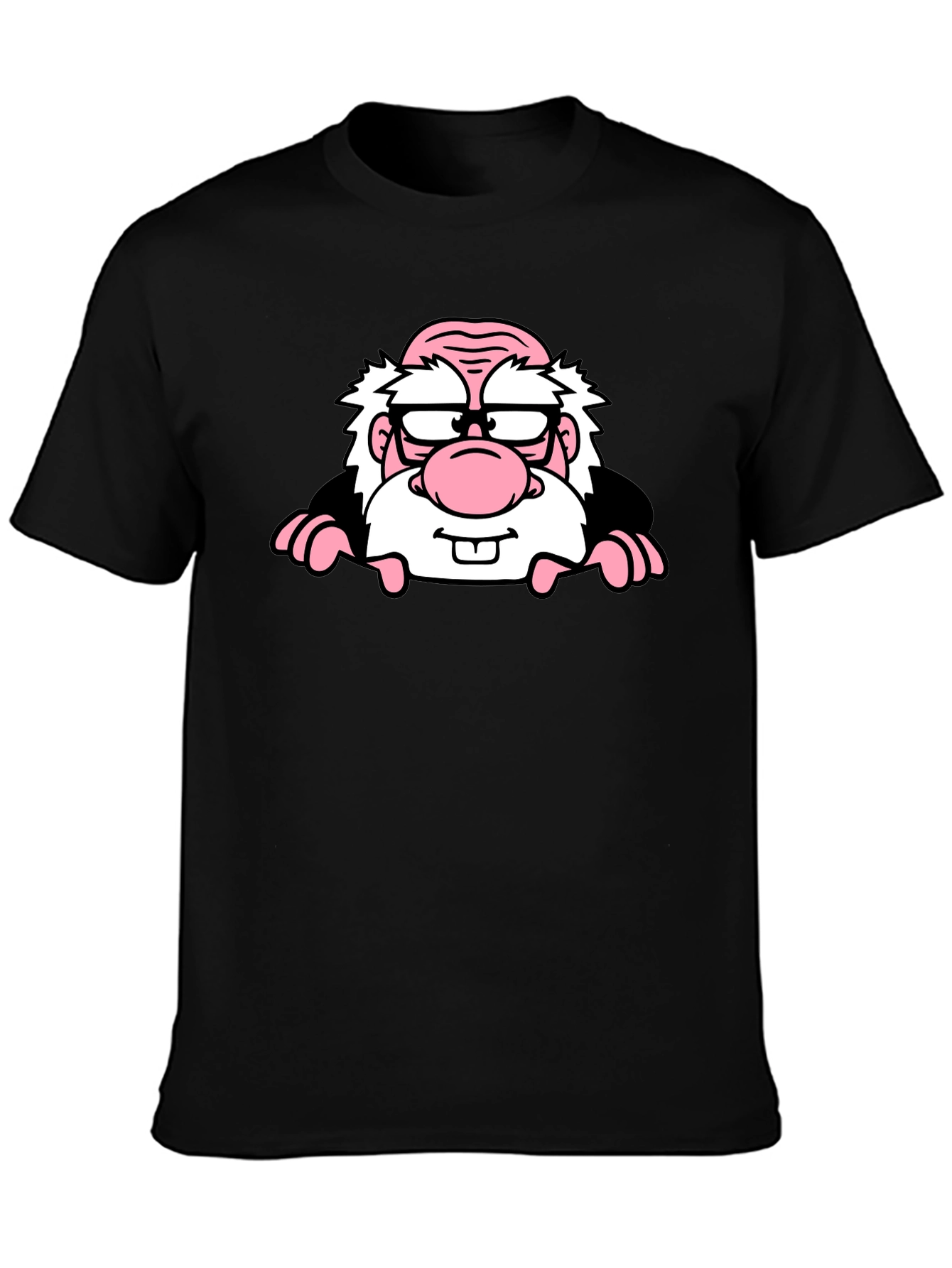 Black Cartoon Character Graphic Print Black T-Shirt view 3