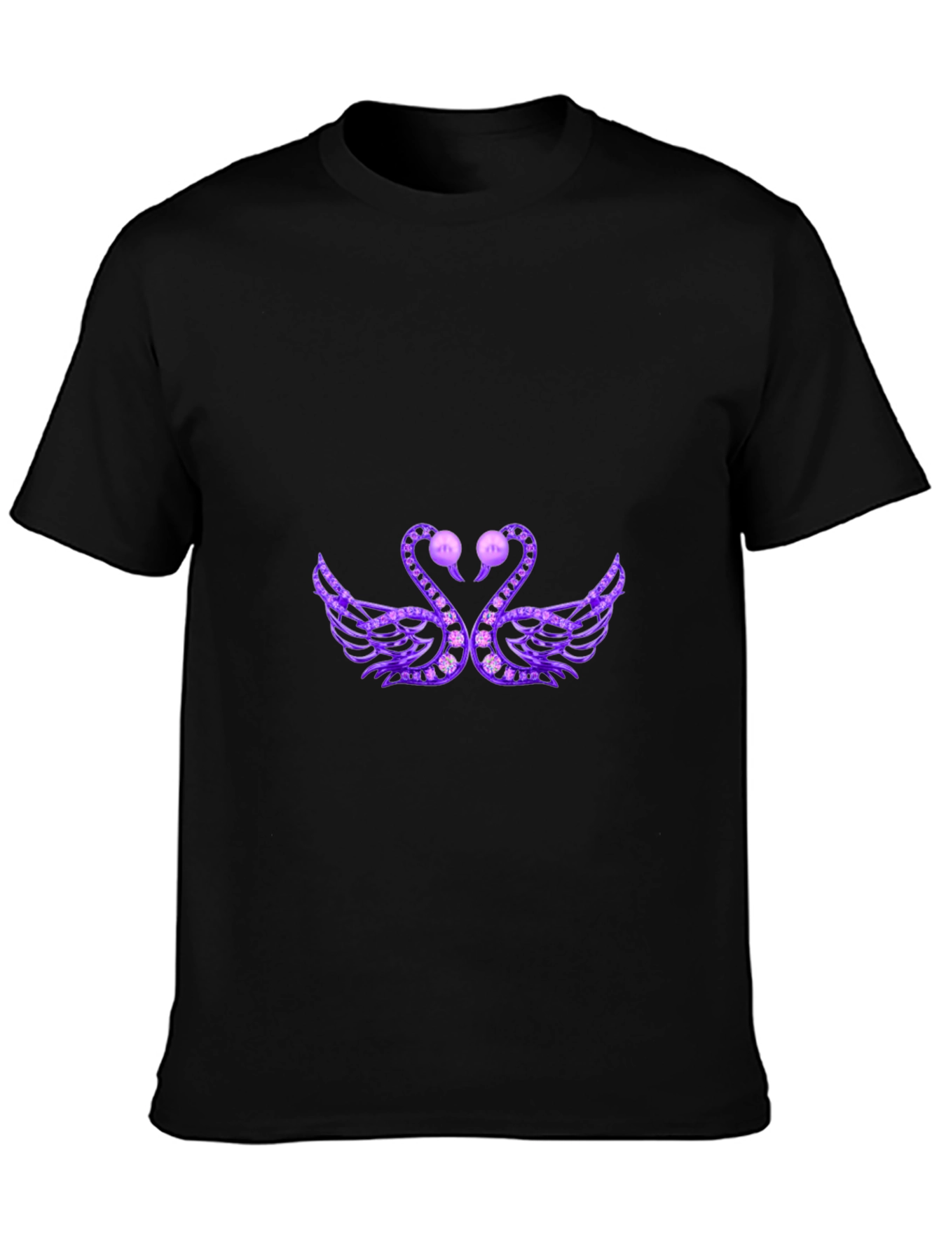 Black Elegant Swan Graphic Tee - Black view 3