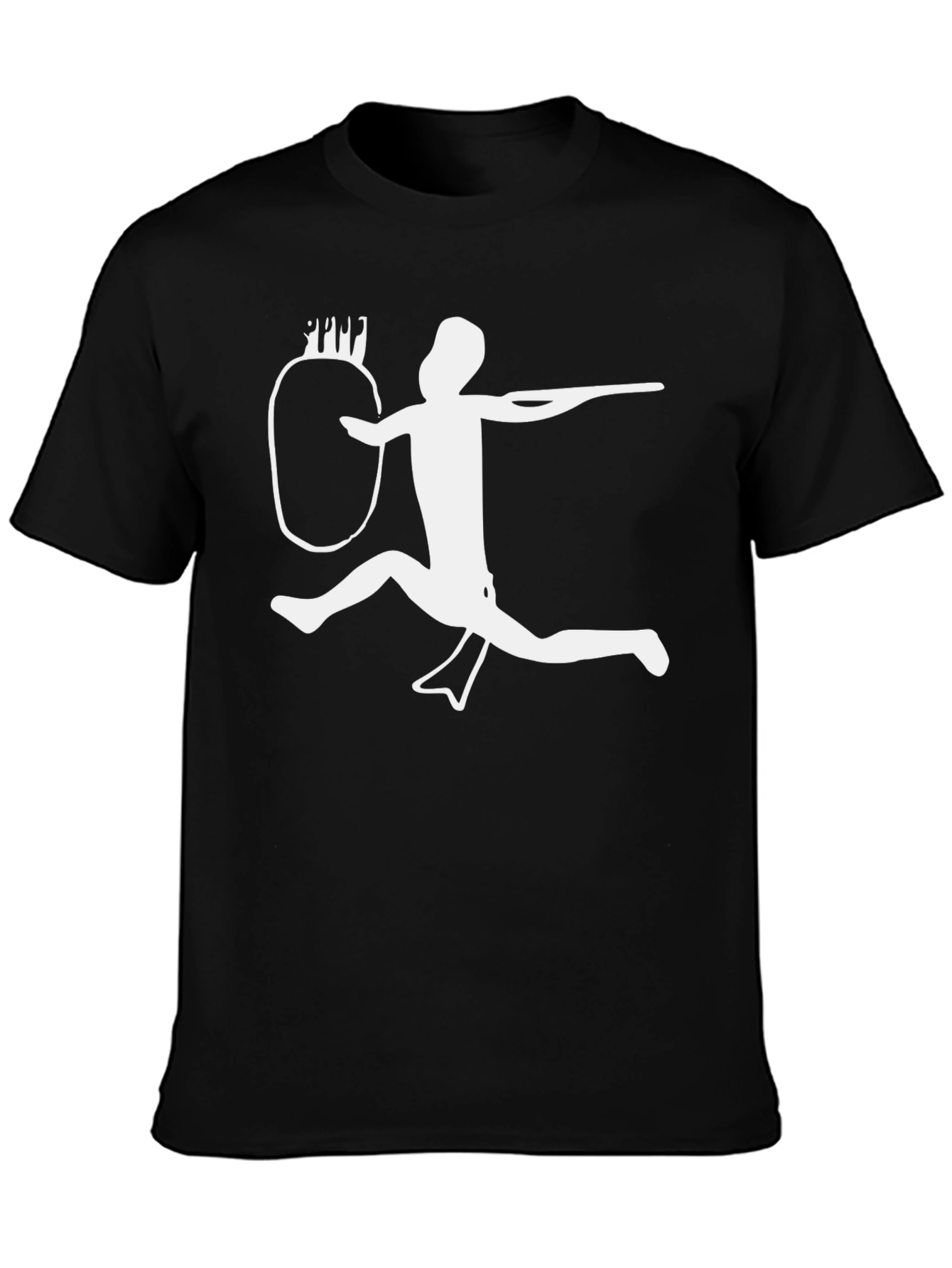 Black Javelin Thrower Graphic Tee - Black Cotton T-Shirt view 3
