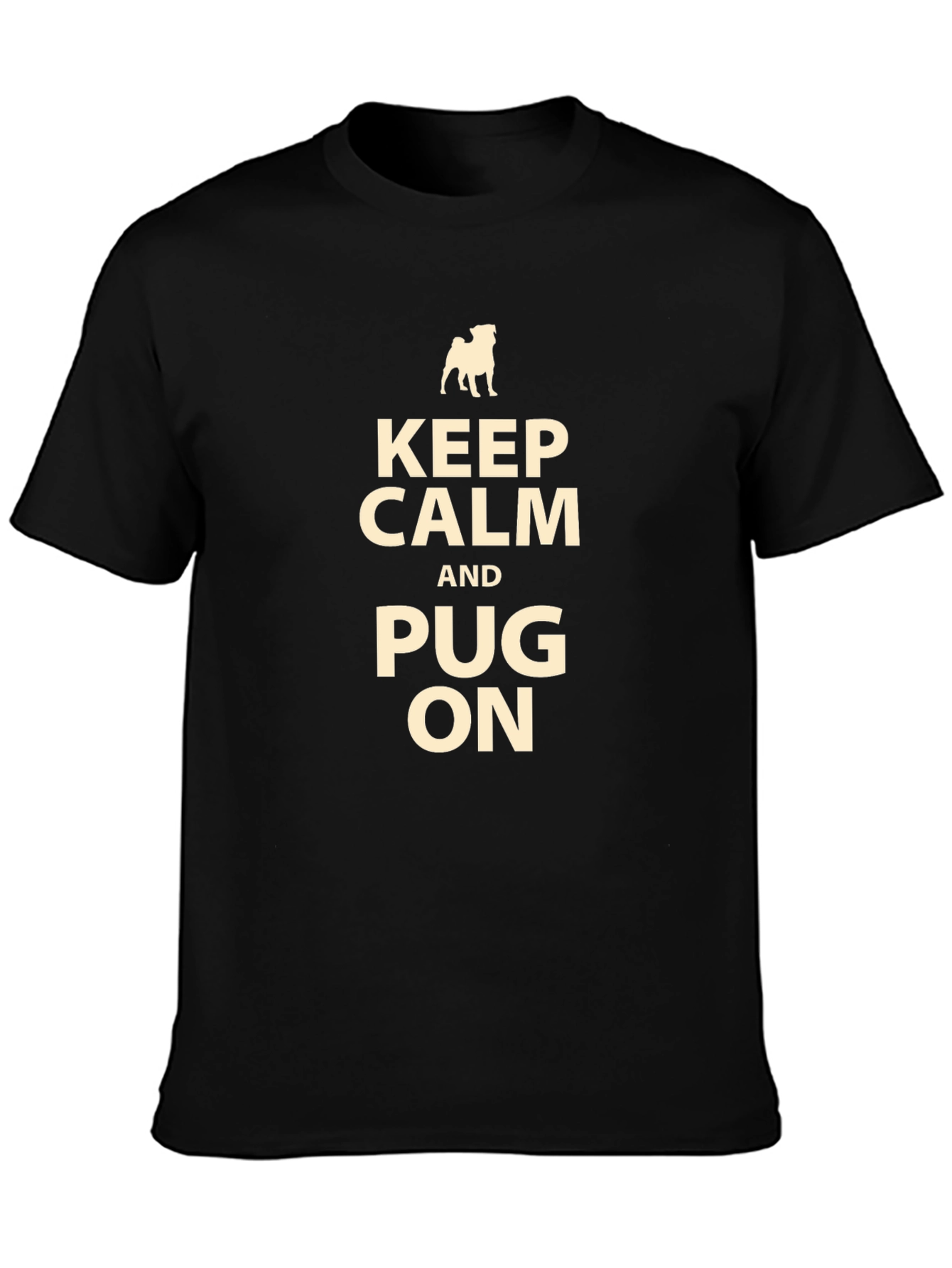 Black Keep Calm and Pug On T-Shirt view 3