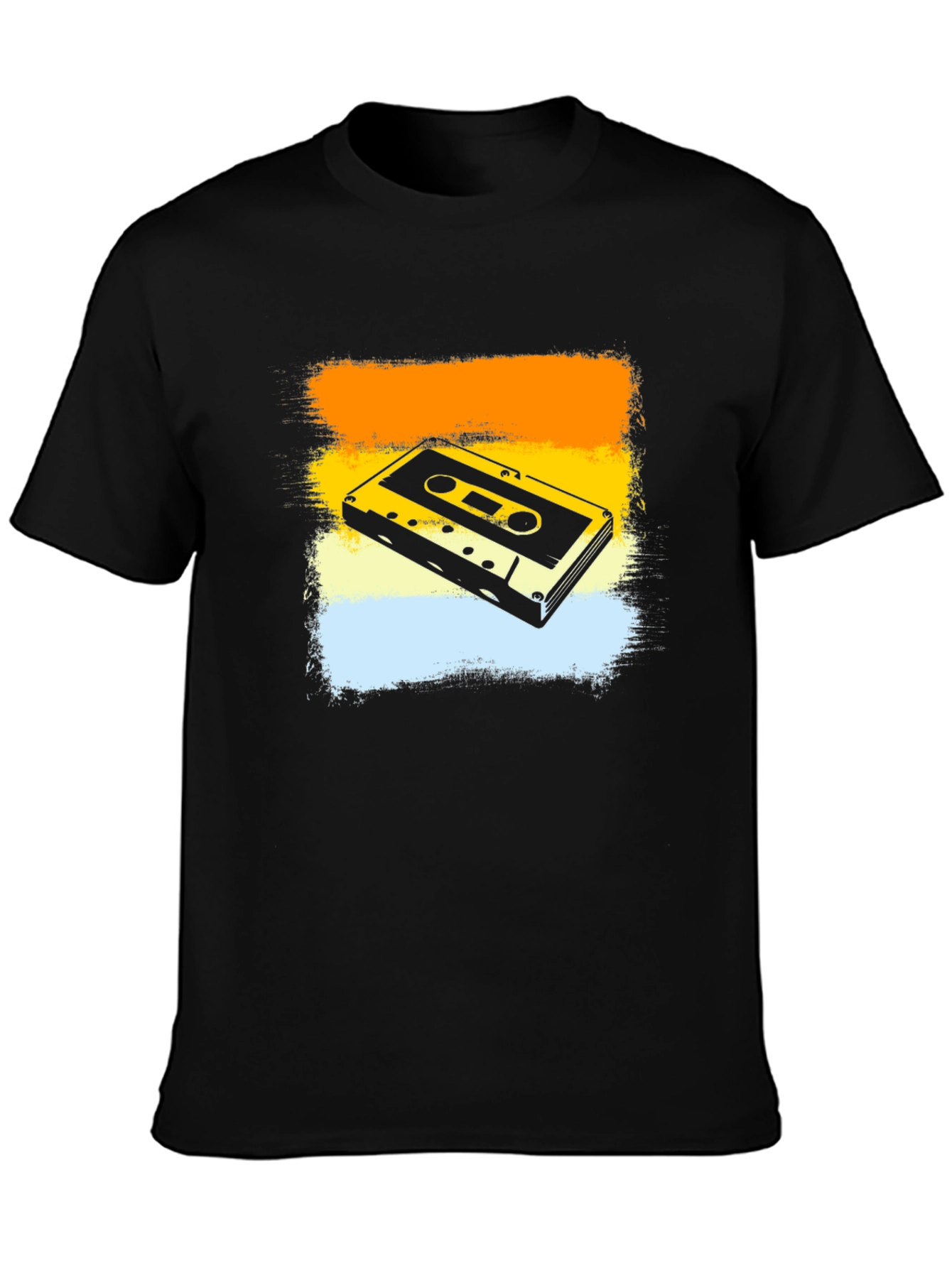 Black Retro Cassette Tape Graphic Tee - Vintage Style Black T-Shirt view 3