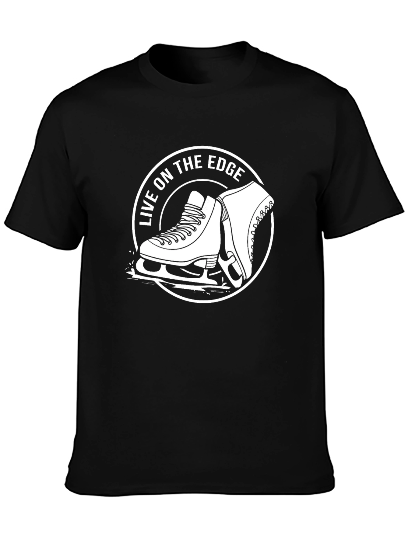 Black Live on the Edge Ice Skate T-Shirt view 3