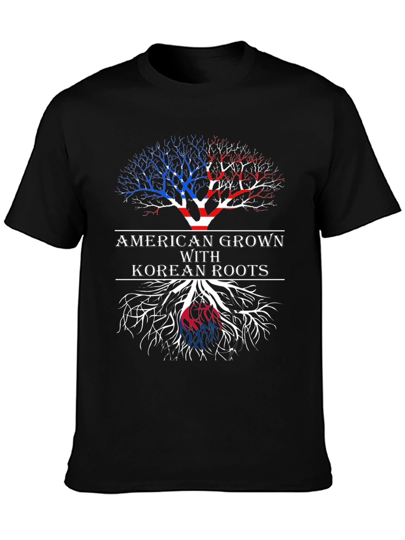 Black American Grown Korean Roots T-Shirt view 3