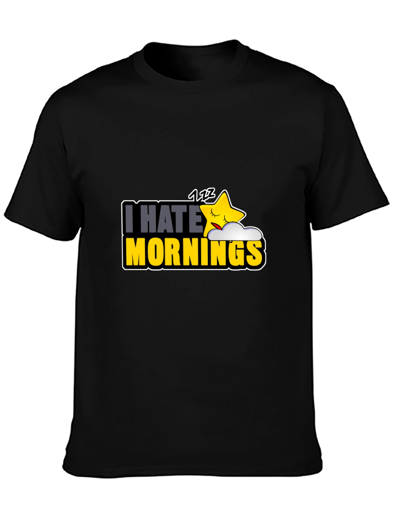 Black I Hate Mornings Black Graphic Tee view 3