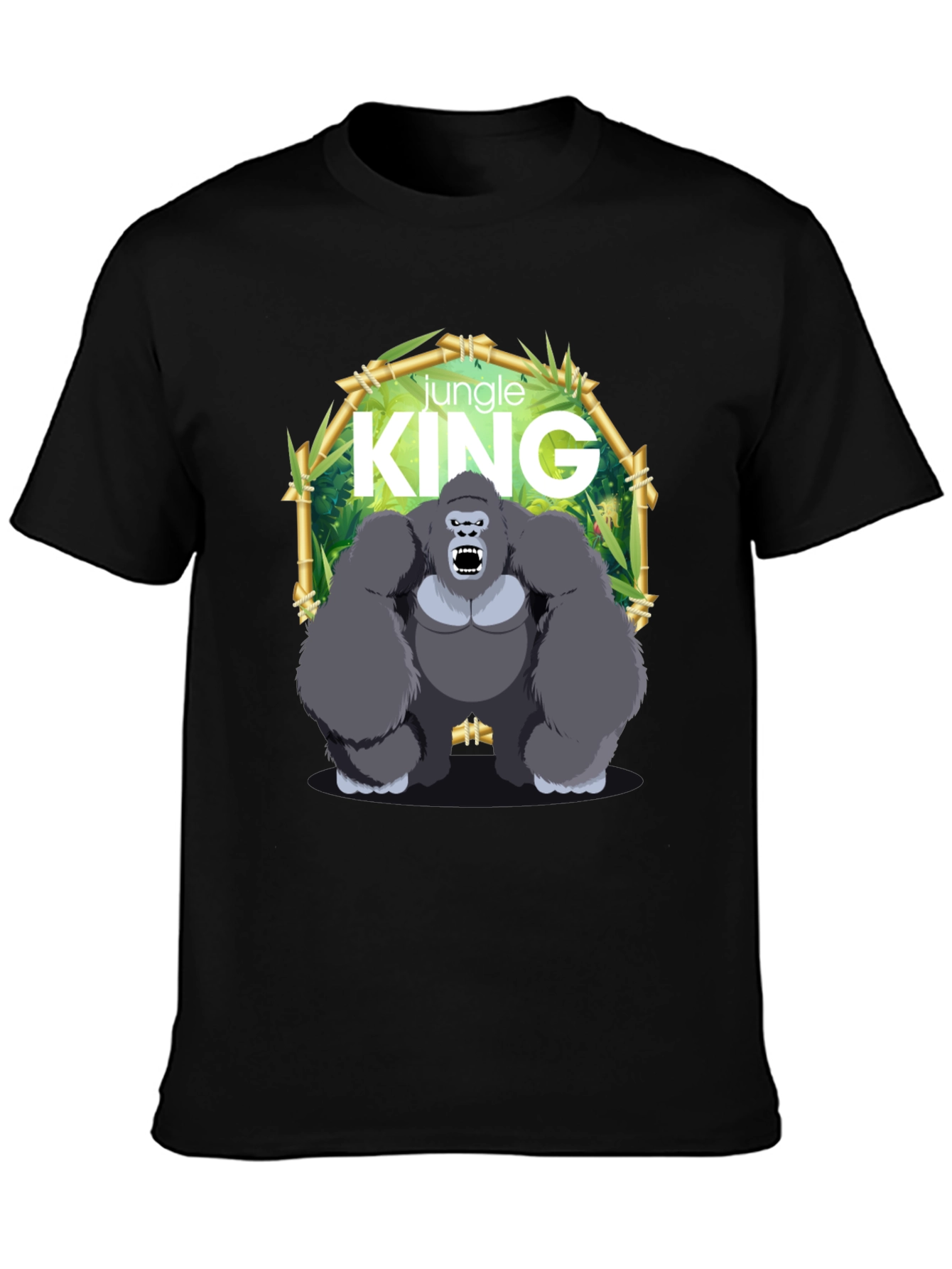Black Jungle King Gorilla Graphic Black T-Shirt view 3