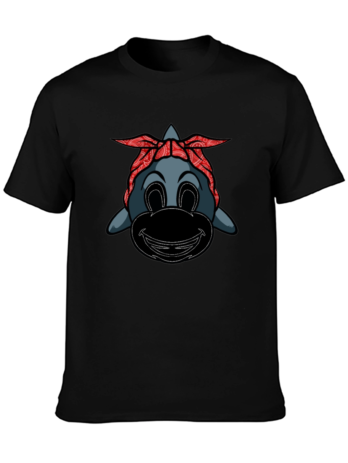 Black Cartoon Gangster Dolphin Graphic Tee view 3