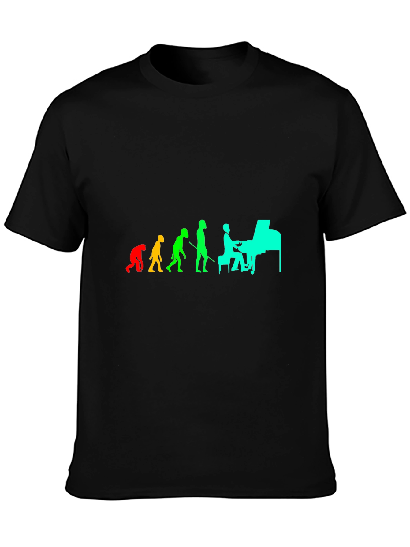 Black Evolution of Piano Player Tee view 3