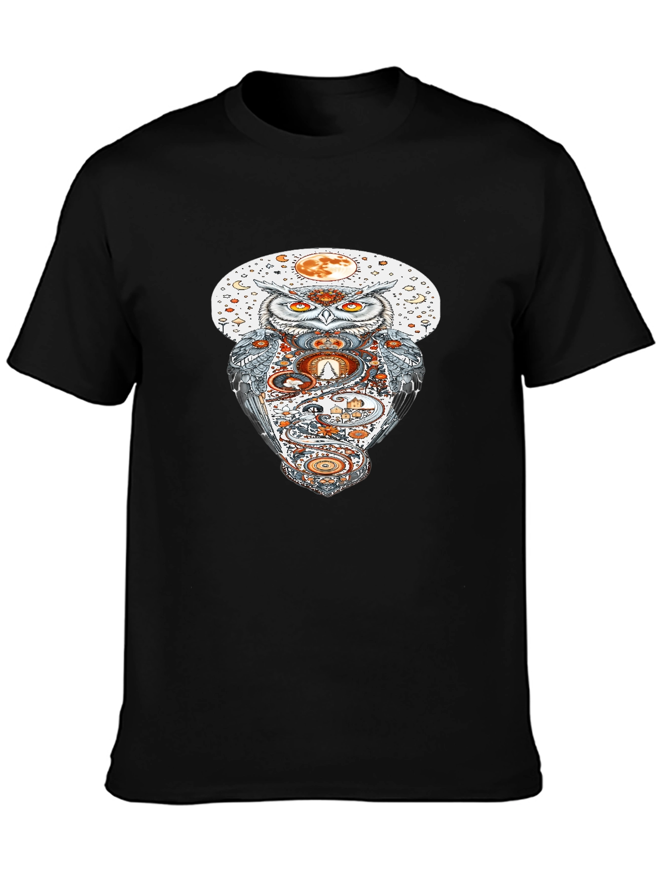 Black Owl Moon Graphic Tee - Halloween Inspired T-Shirt view 3