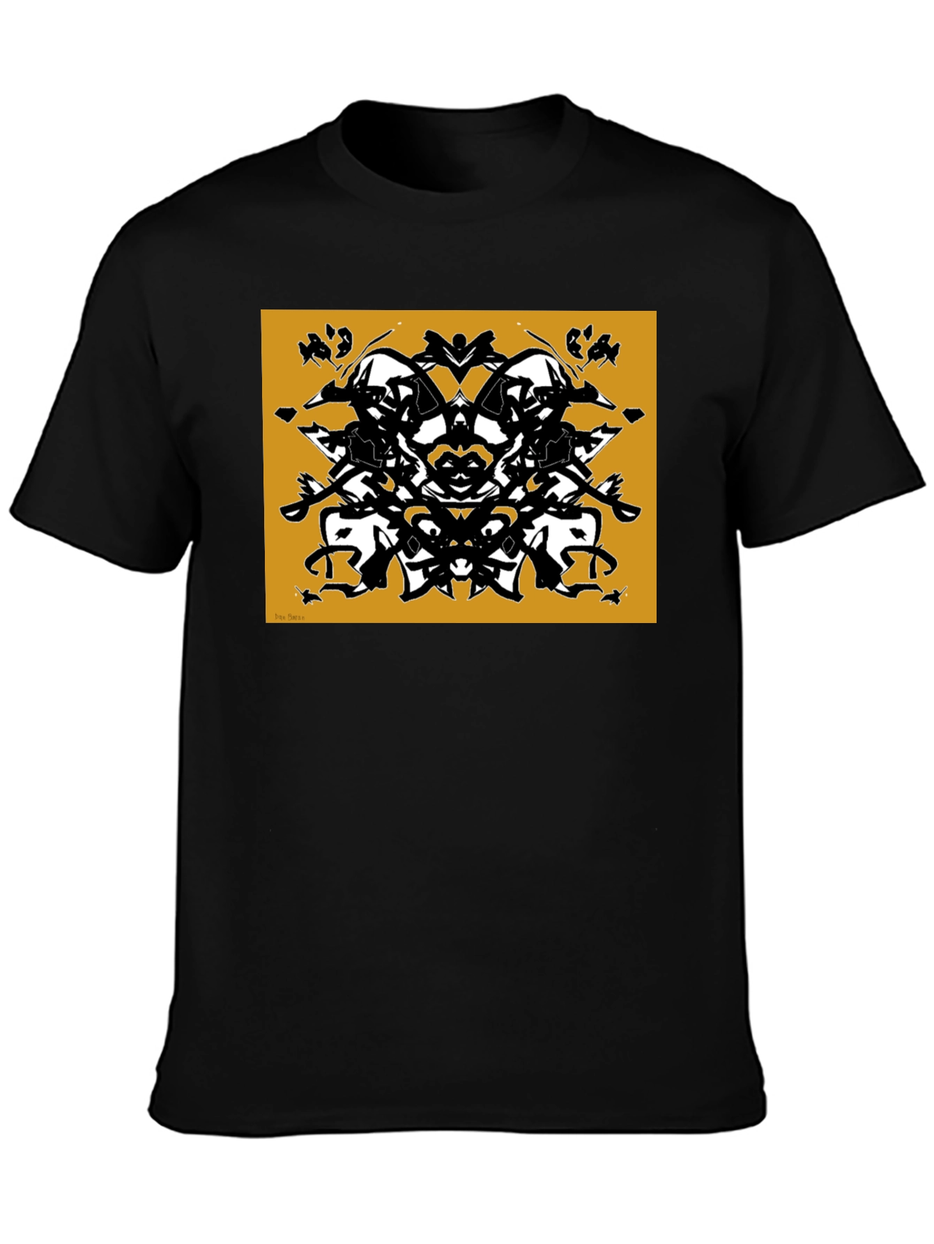 Black Abstract Rorschach Inkblot Graphic Tee view 3