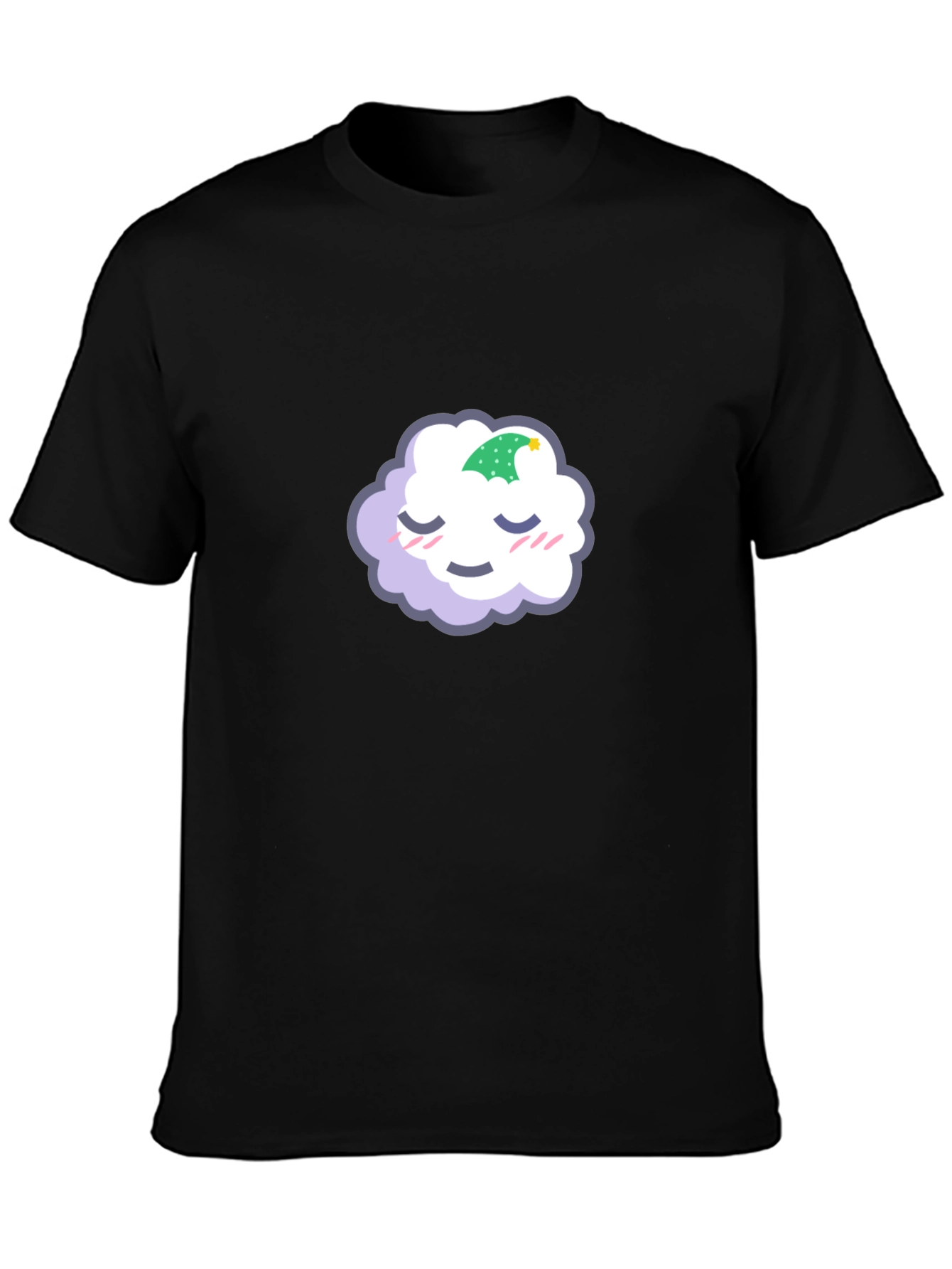 Black Cute Sleeping Cloud Graphic Tee - Black Cotton Blend view 3