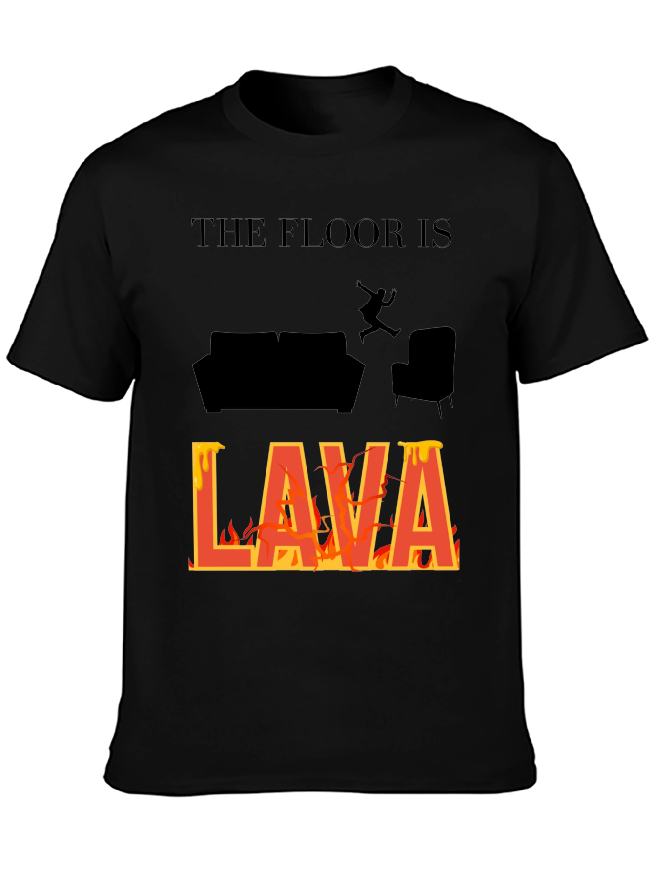 Black The Floor Is Lava T-Shirt Novelty Game Tee view 3