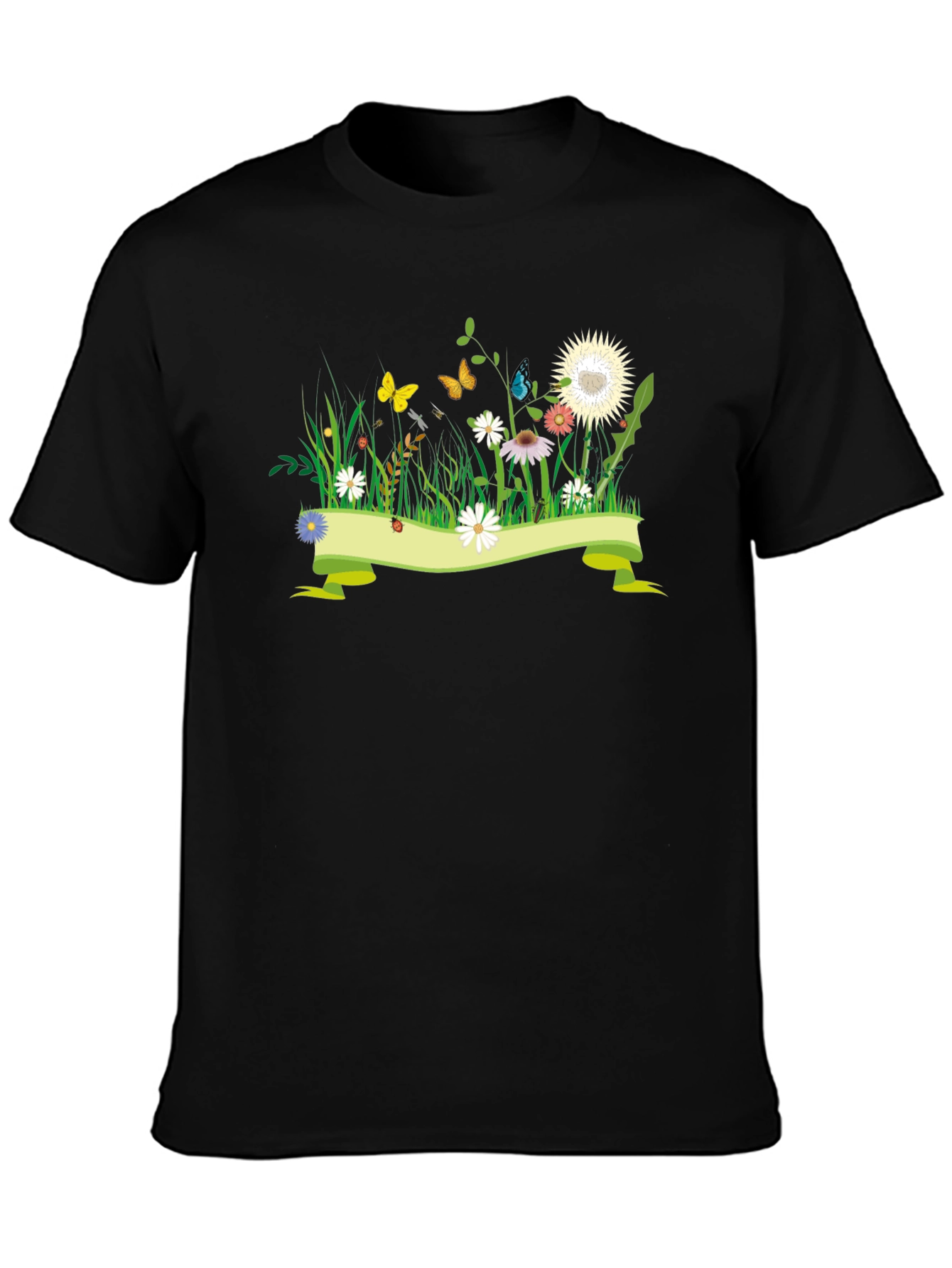 Black Nature Meadow Graphic Black Tee view 3