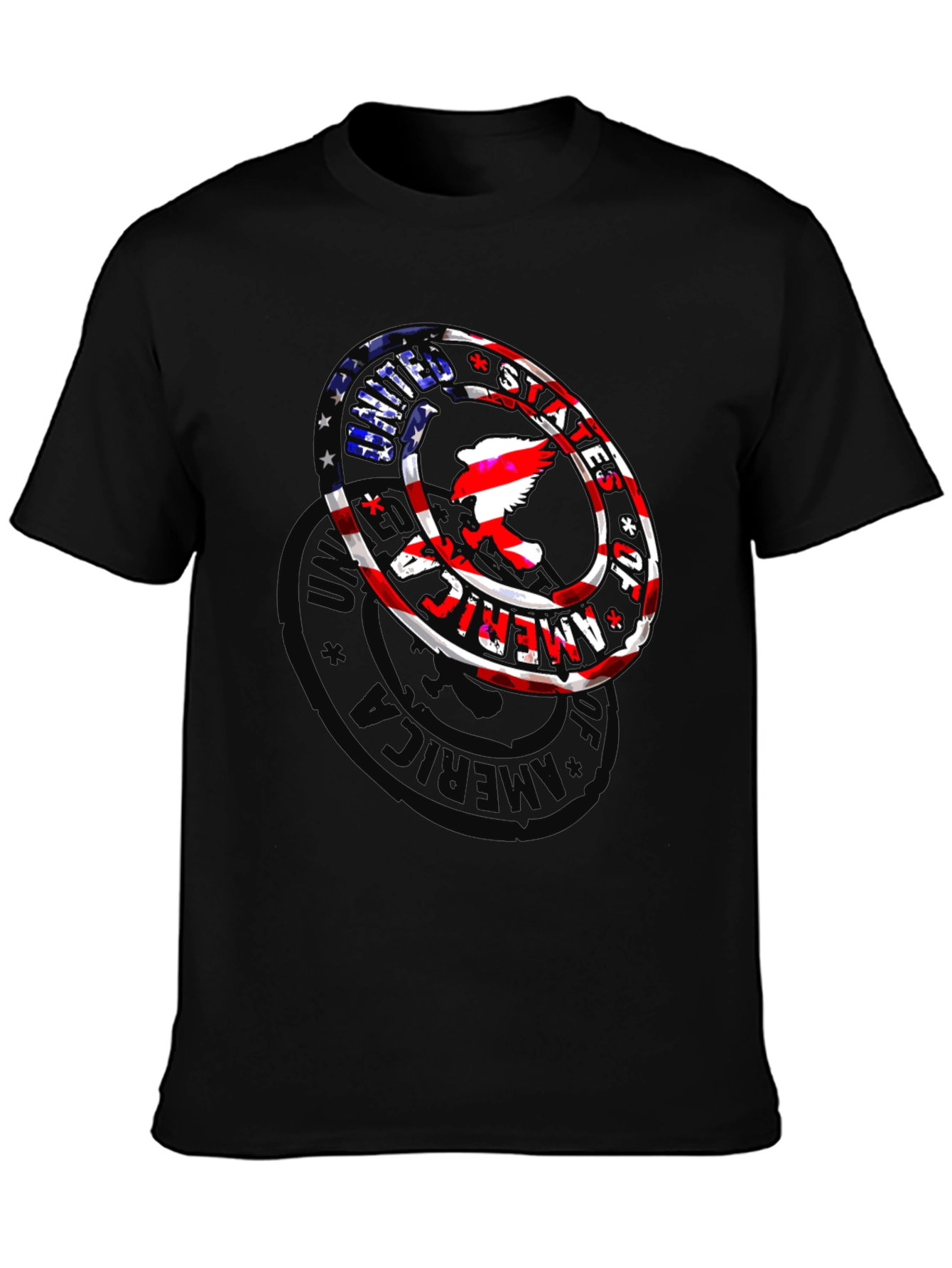 Black USA Eagle Graphic Print Men's Black T-Shirt view 3