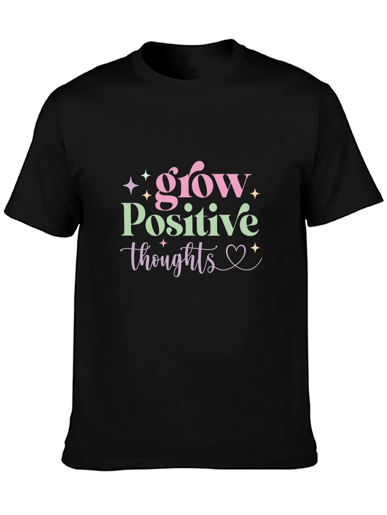 Black Grow Positive Thoughts Graphic Tee view 3