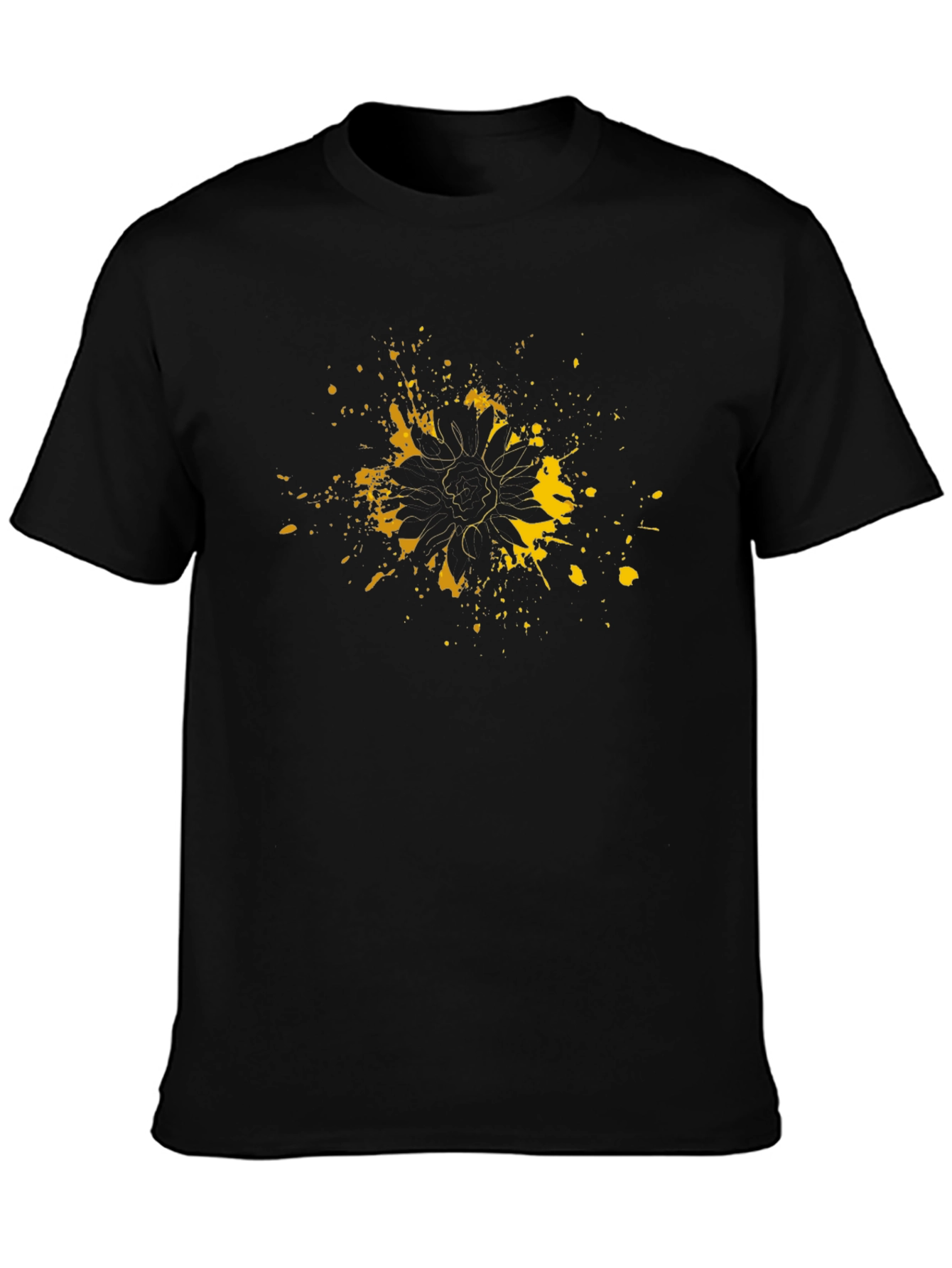 Black Sunflower Splatter Graphic Tee - Modern Art Shirt view 3