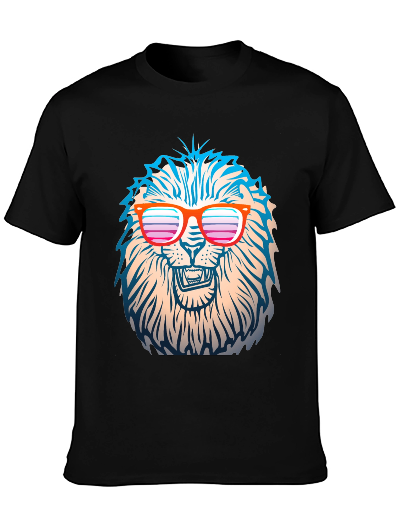 Black Cool Lion T-Shirt with Retro Sunglasses view 3