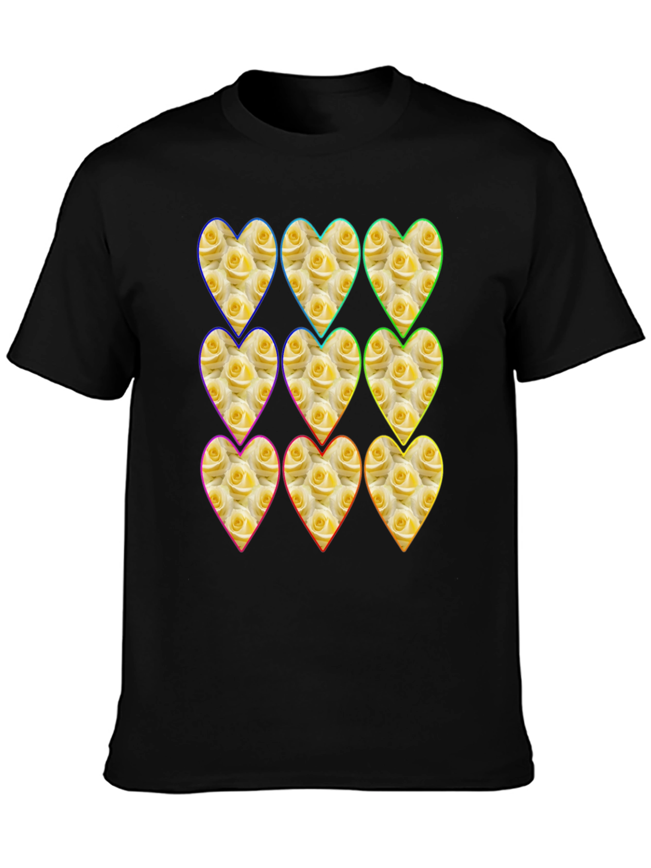 Black Floral Heart Pattern Graphic Tee view 3