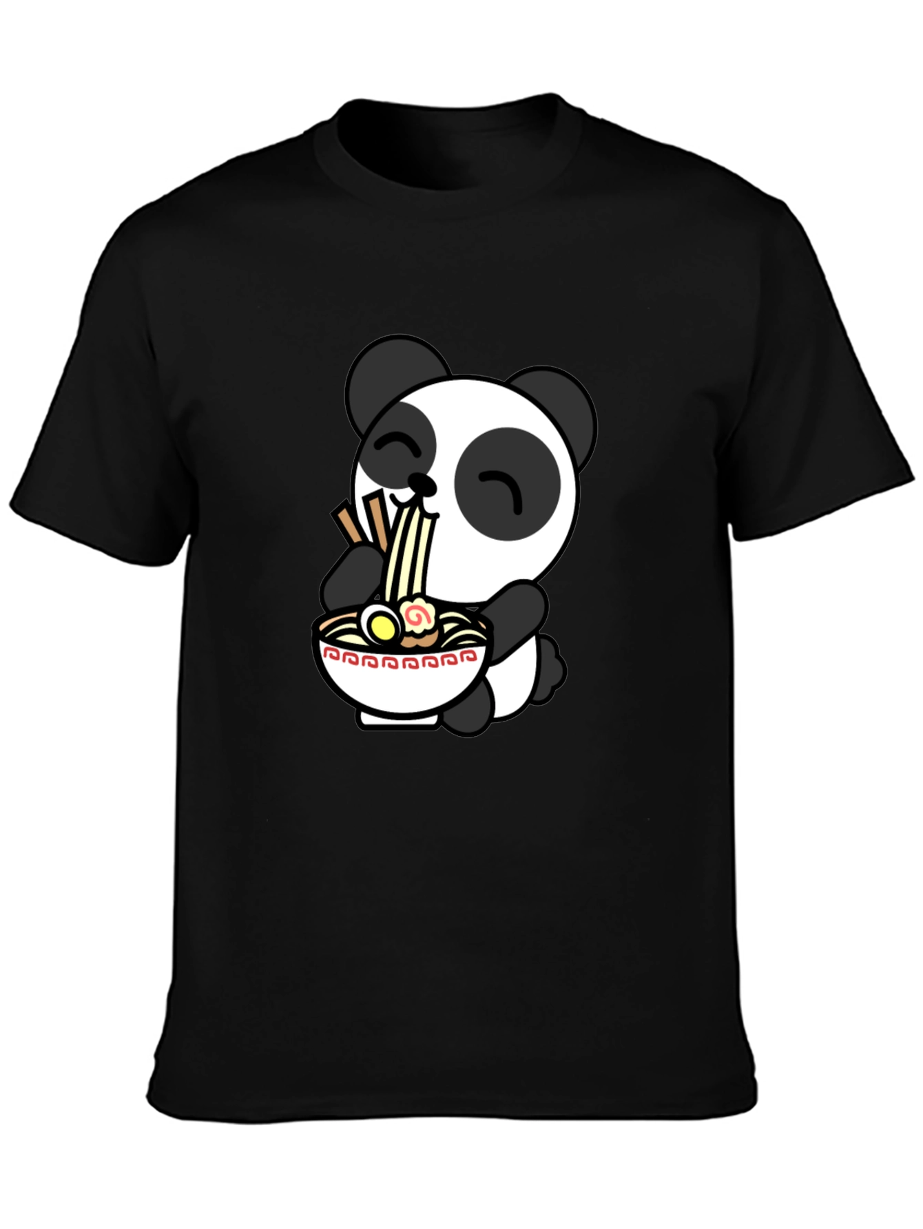 Cute Panda Ramen T-Shirt - Black - 3