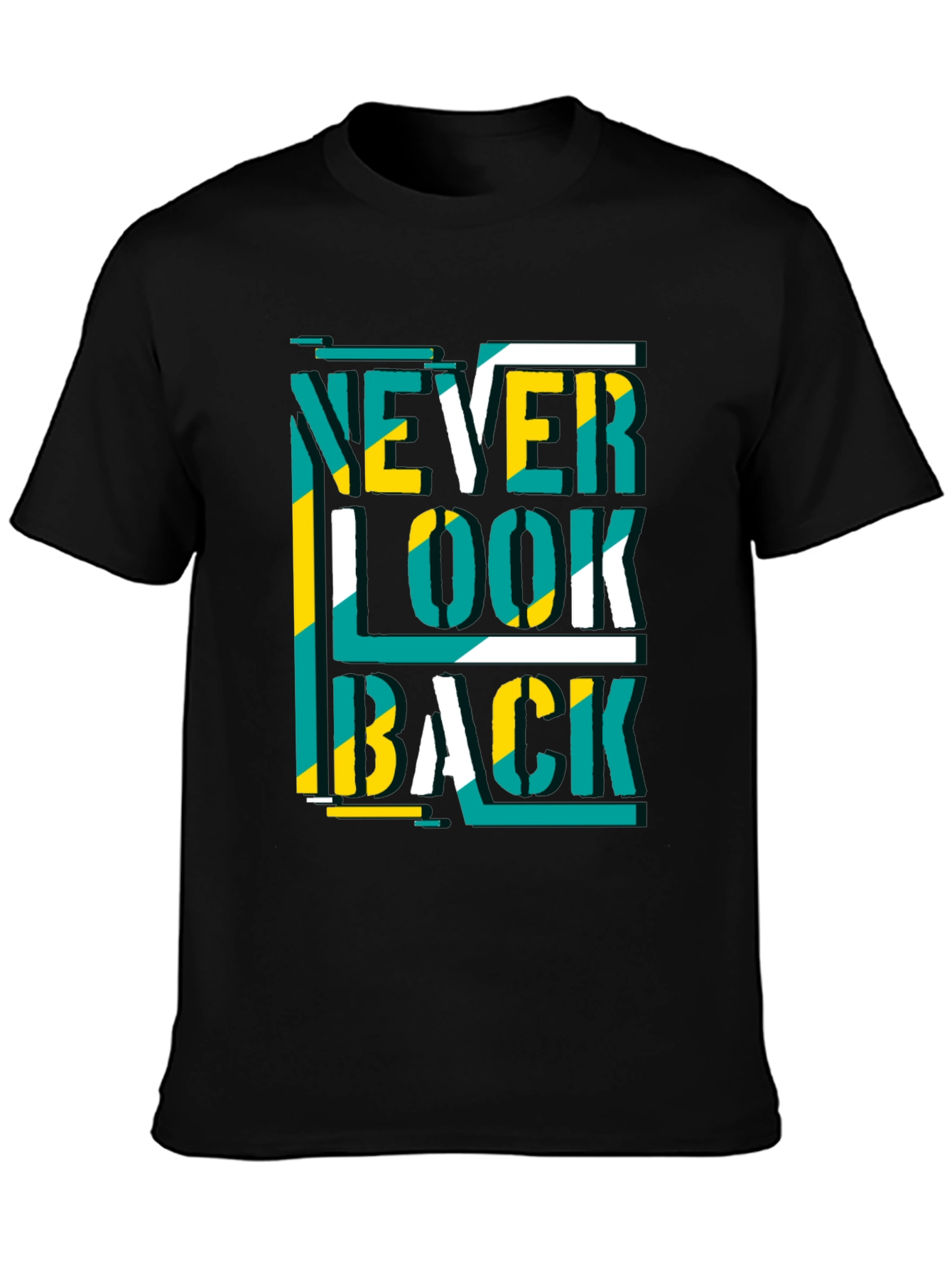 Black Never Look Back Graphic Print Black Tee view 3