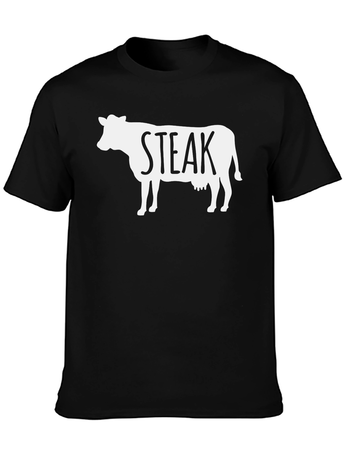 Black Steak Cow Graphic T-Shirt - Funny Meat Lover Tee view 3