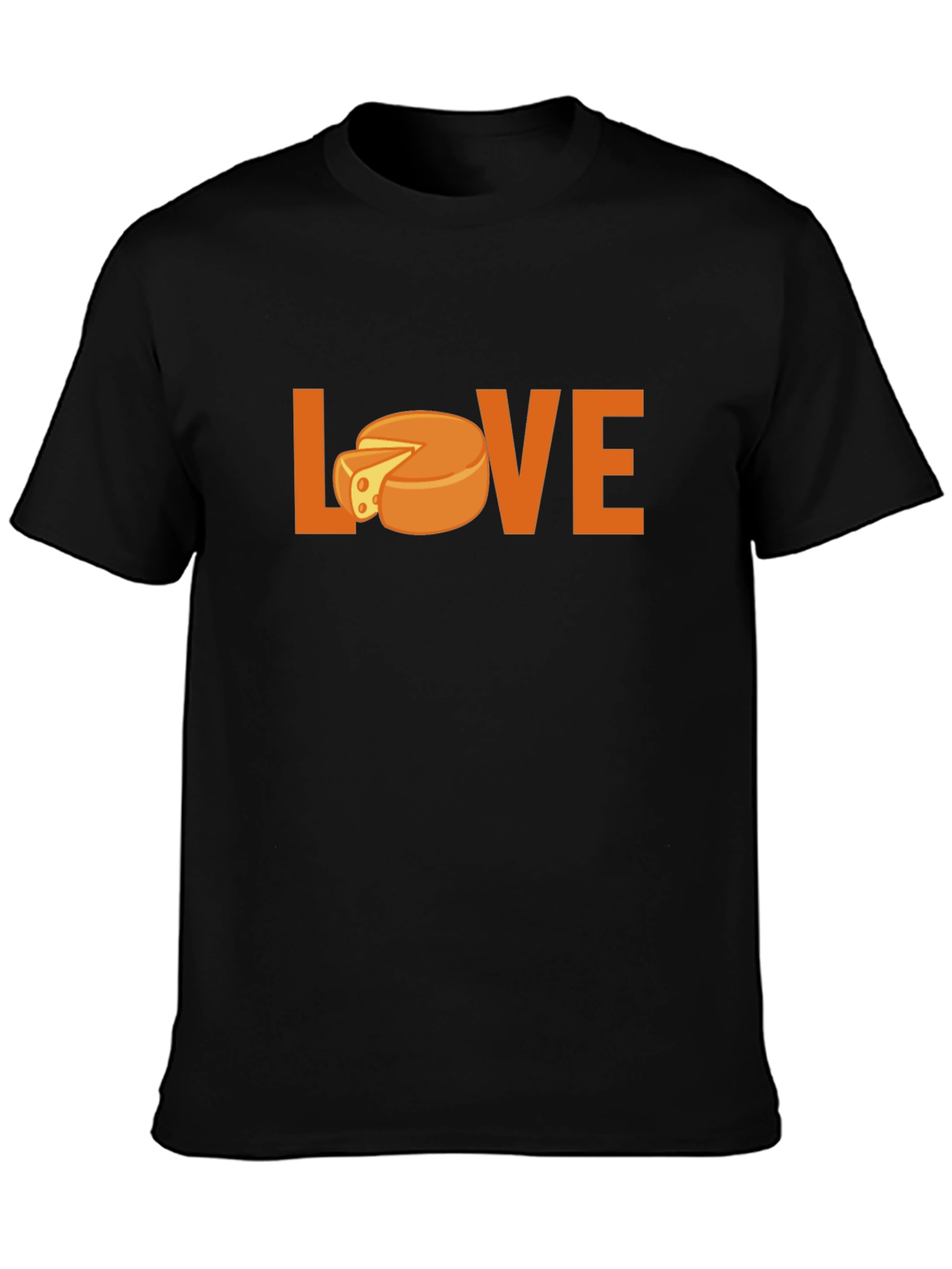 Black Love Cheese Graphic T-Shirt - Black Crew Neck view 3
