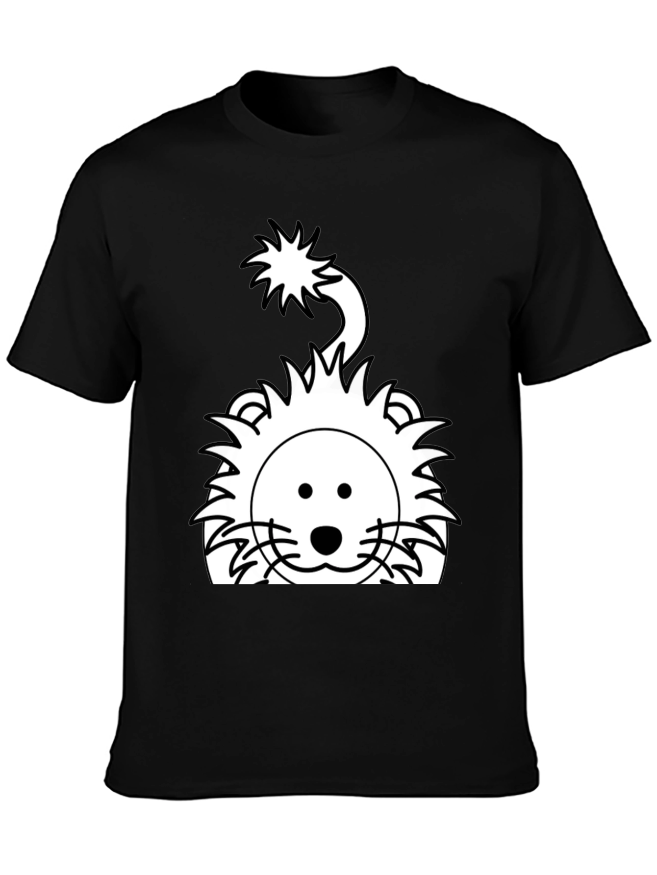 Black Cartoon Lion Graphic Tee - Black view 3
