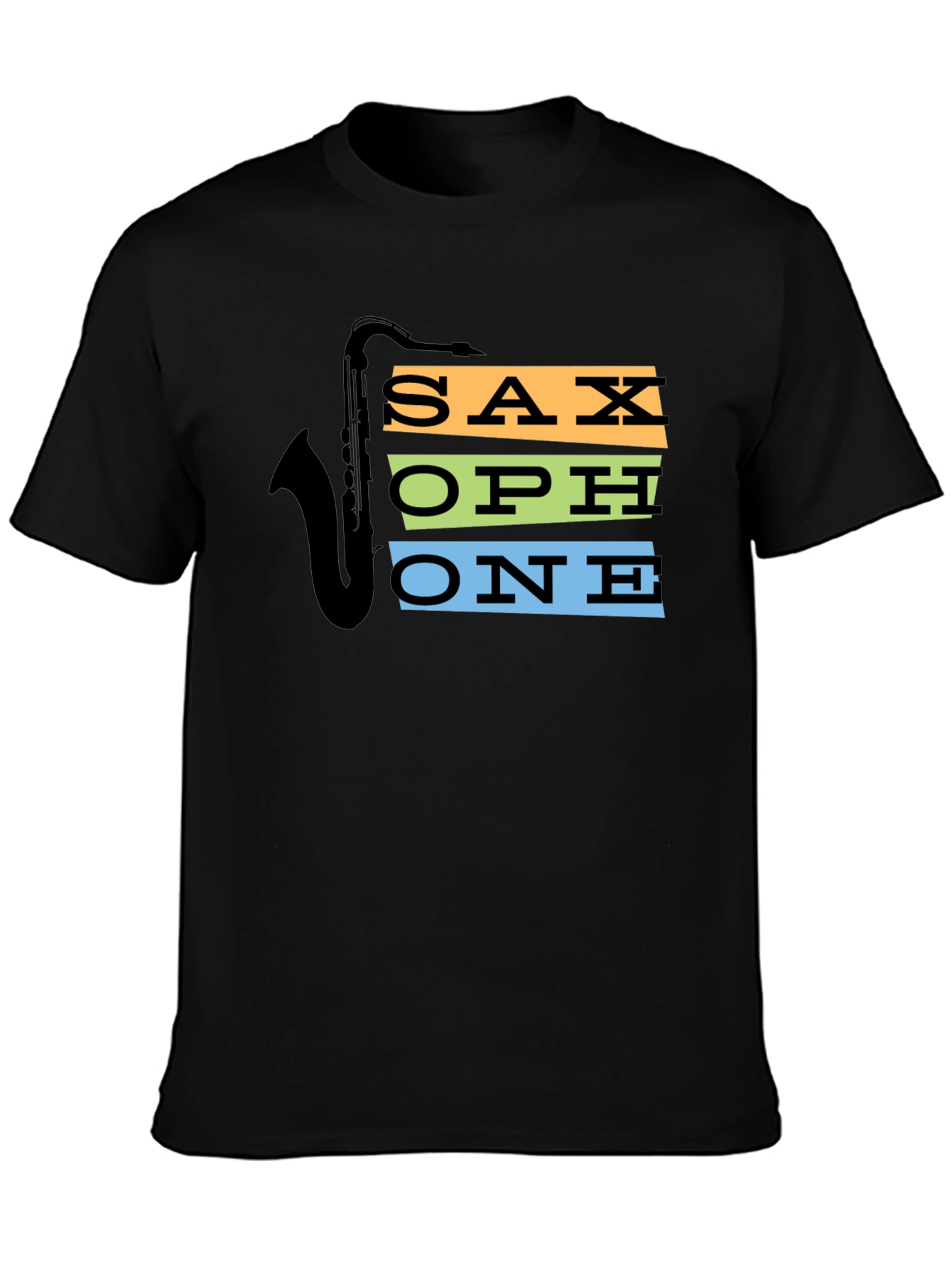 Black Saxophone Graphic Tee - Cool Music Lover Shirt view 3
