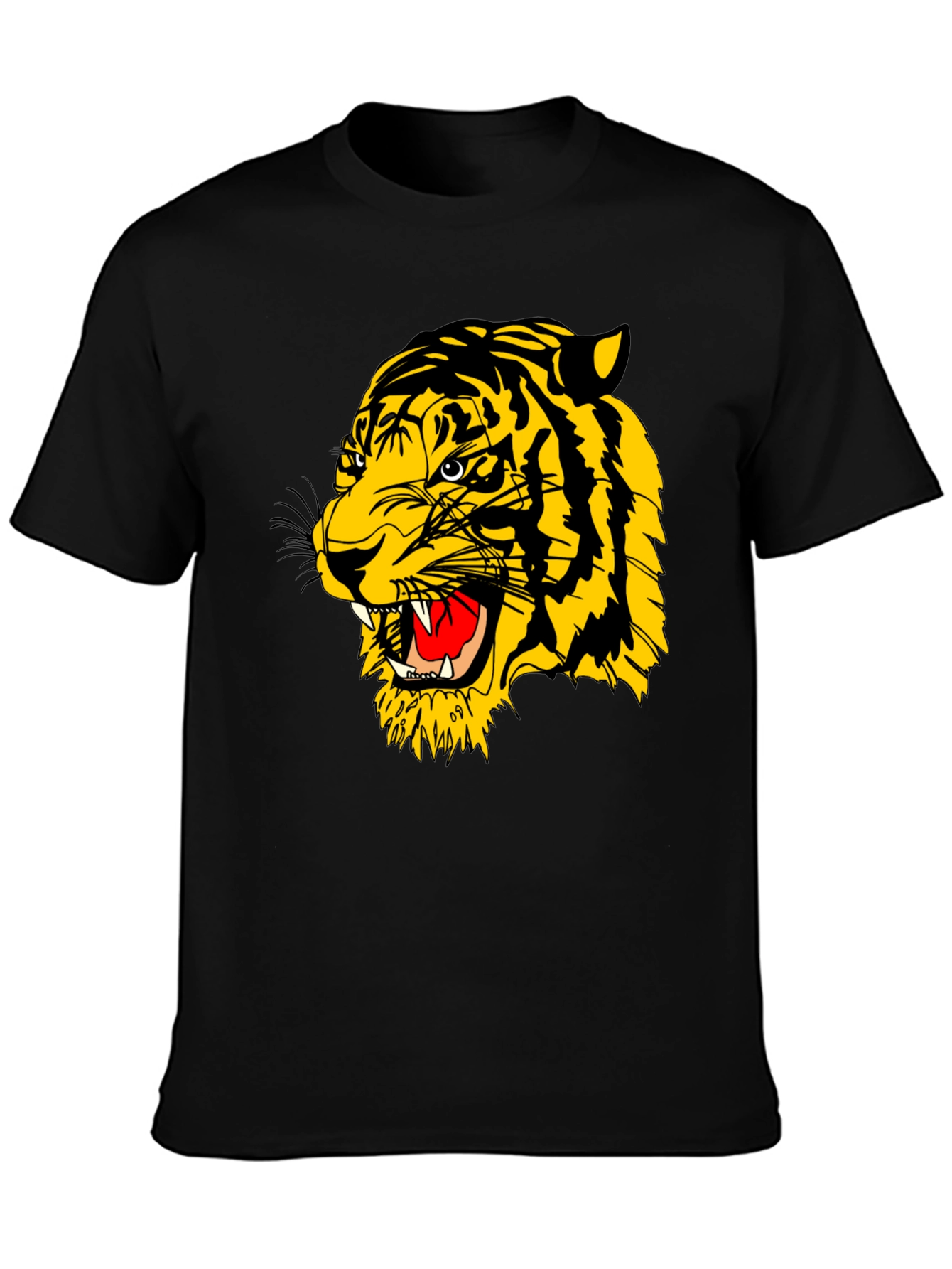Black Roaring Tiger Graphic Black T-Shirt view 3