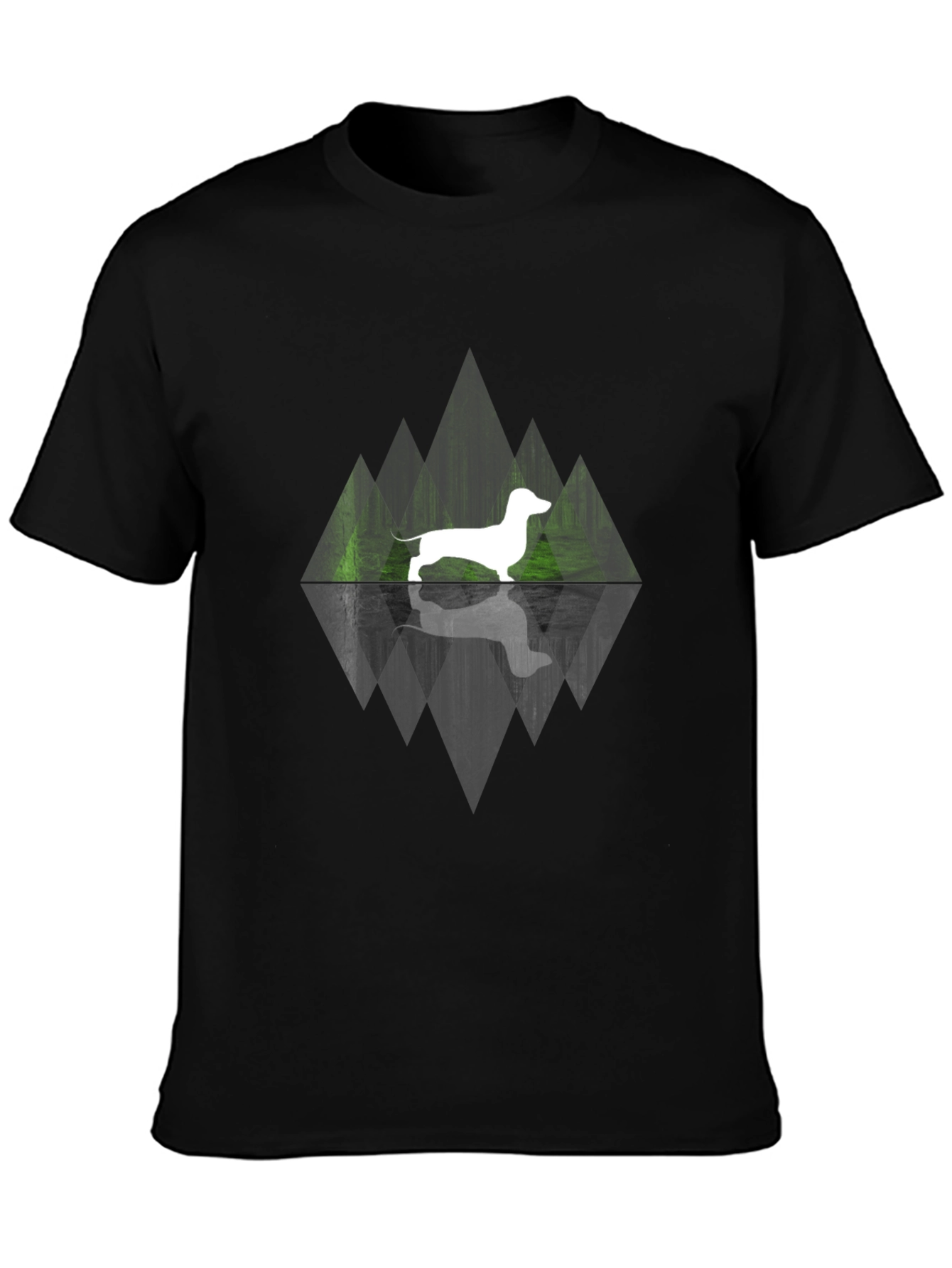 Black Dachshund Reflection Graphic Tee view 3