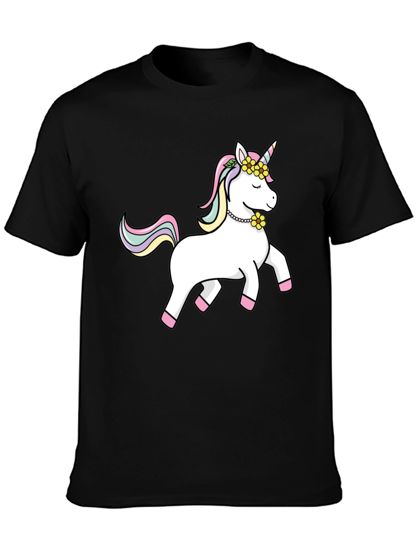 Black Unicorn Graphic Tee - Black Cotton Casual Shirt view 3