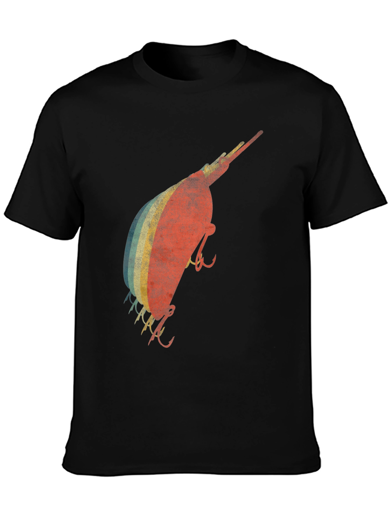 Black Vintage Fishing Lure Graphic Tee - Retro Angler T-Shirt view 3